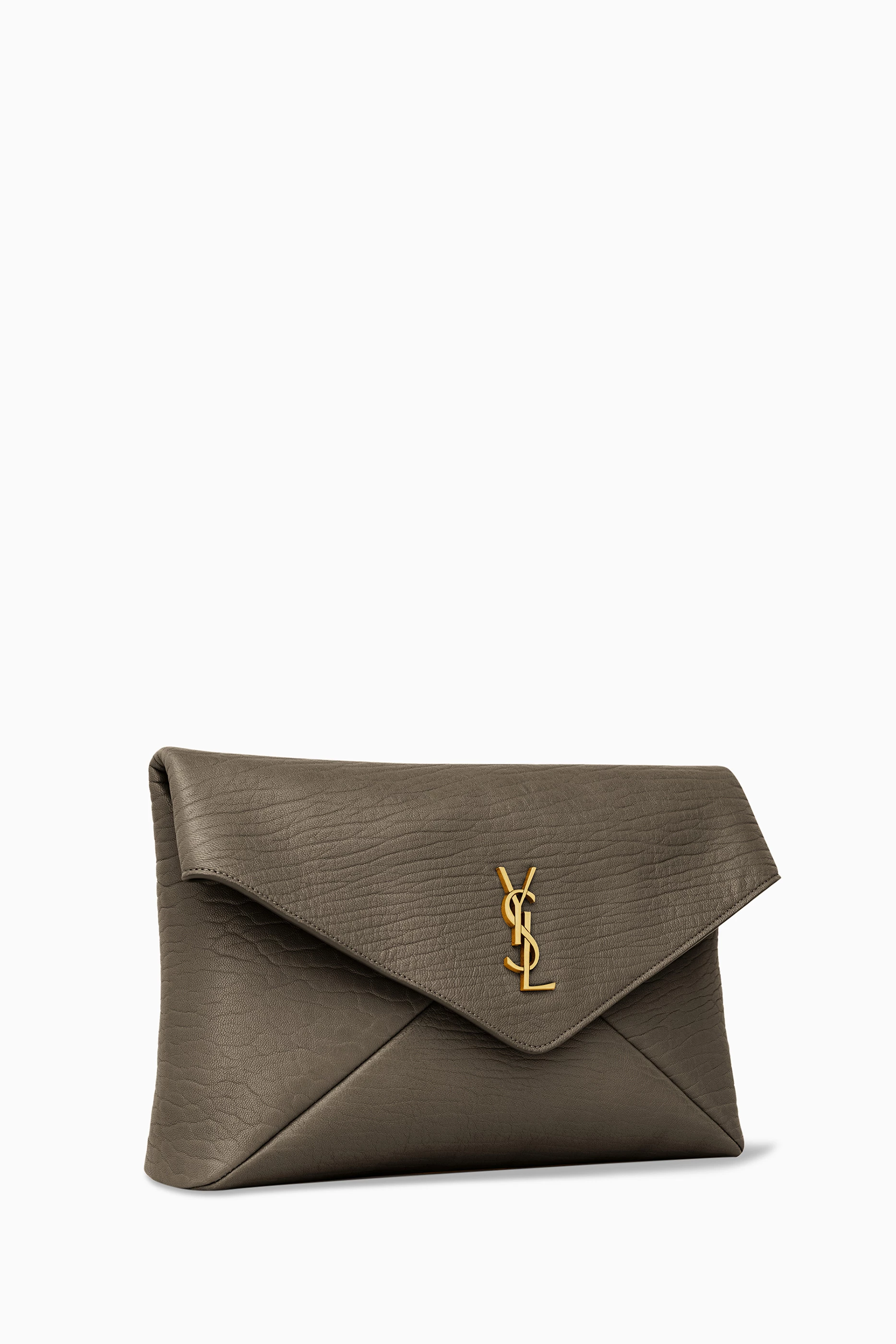Buy SAINT LAURENT Green Large Cassandre Envelope Pouch in Lambskin Leather For Women Online Ounass UAE