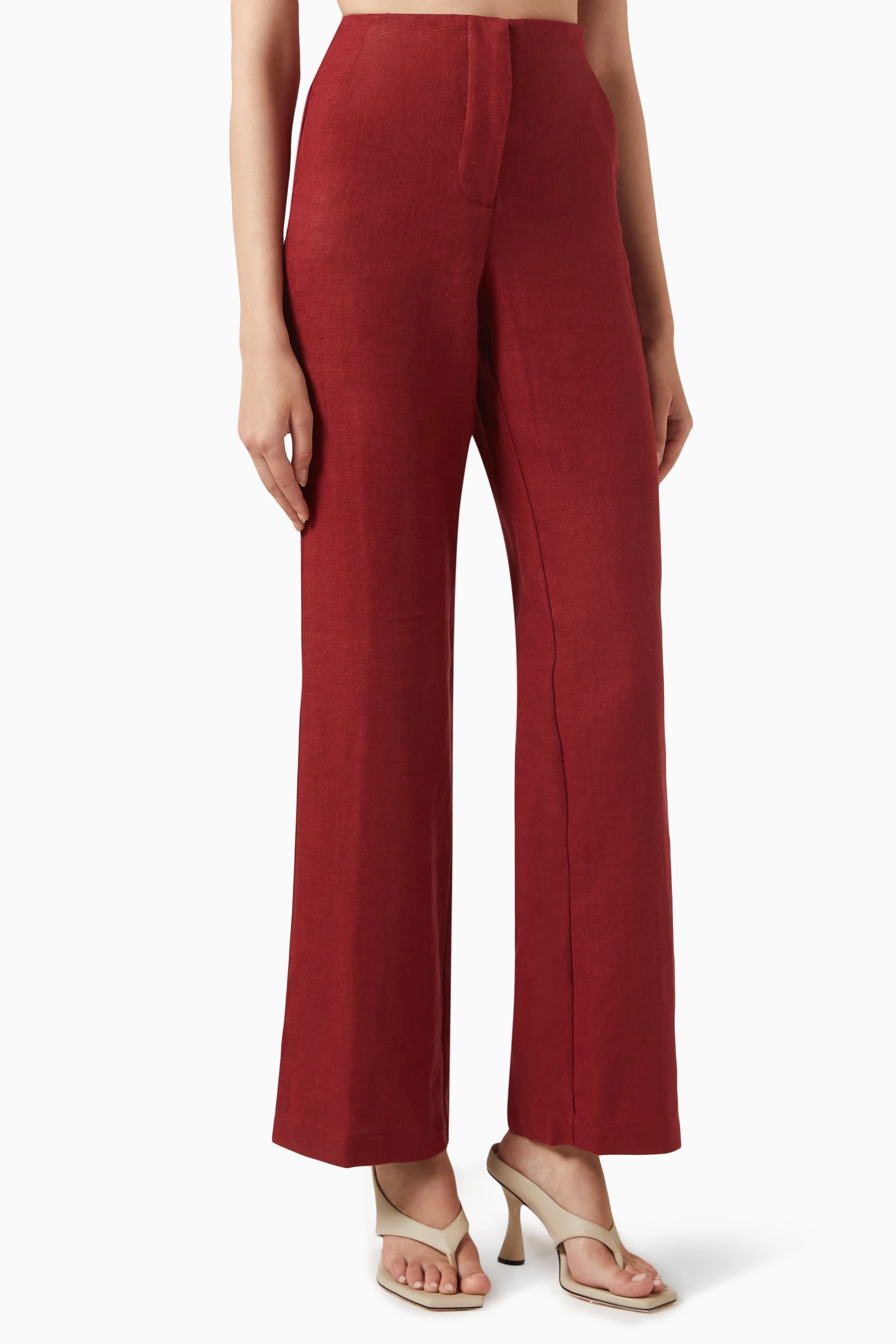 Buy Faithfull The Brand Red Lulea Pants in Linen For Women Online