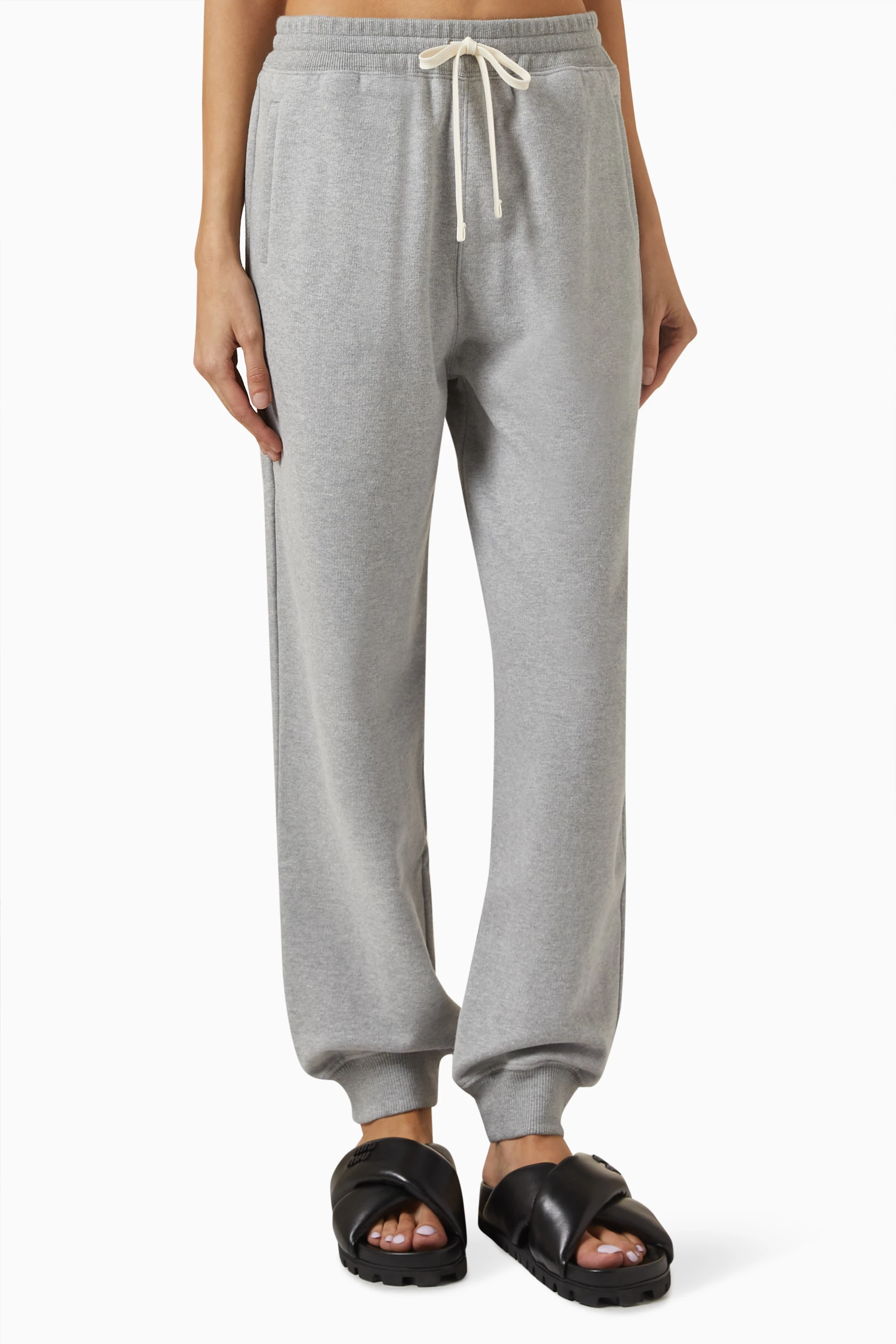 Buy Miu Miu Grey Drawstring Sweatpants in Cotton For Women Online Ounass UAE