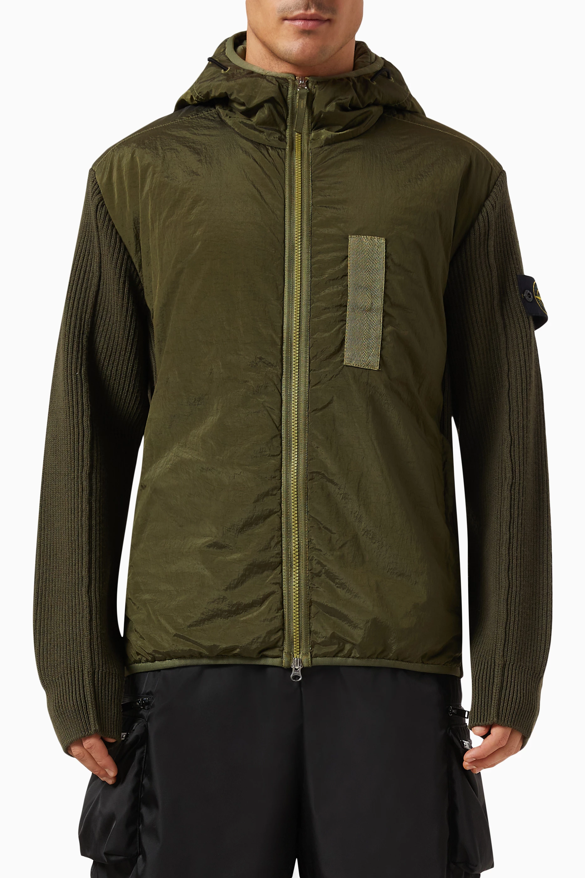 Stone island nylon hooded rain jacket on sale