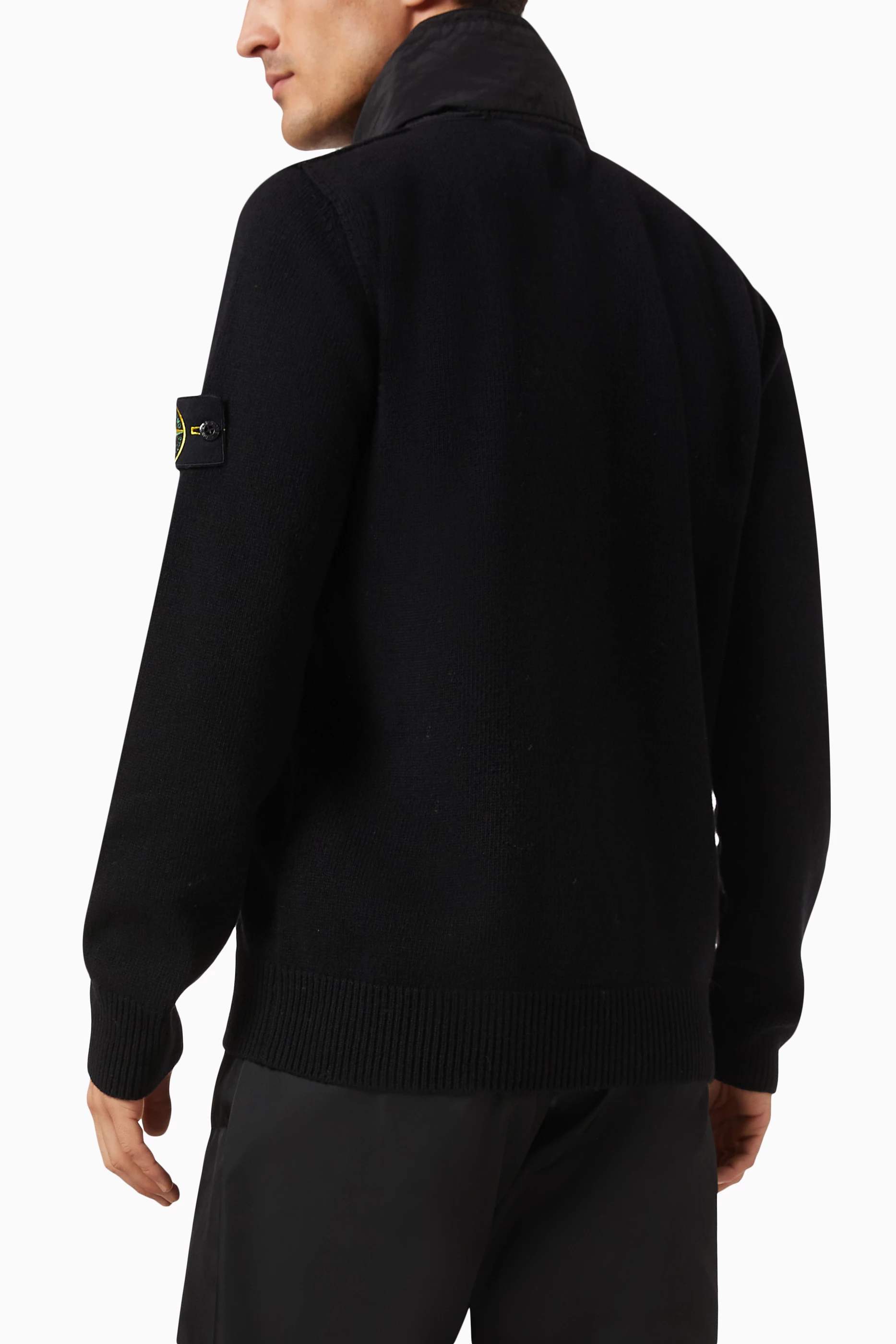 Buy Stone Island Black Zip Cardigan in Wool blend For Men Online Ounass UAE