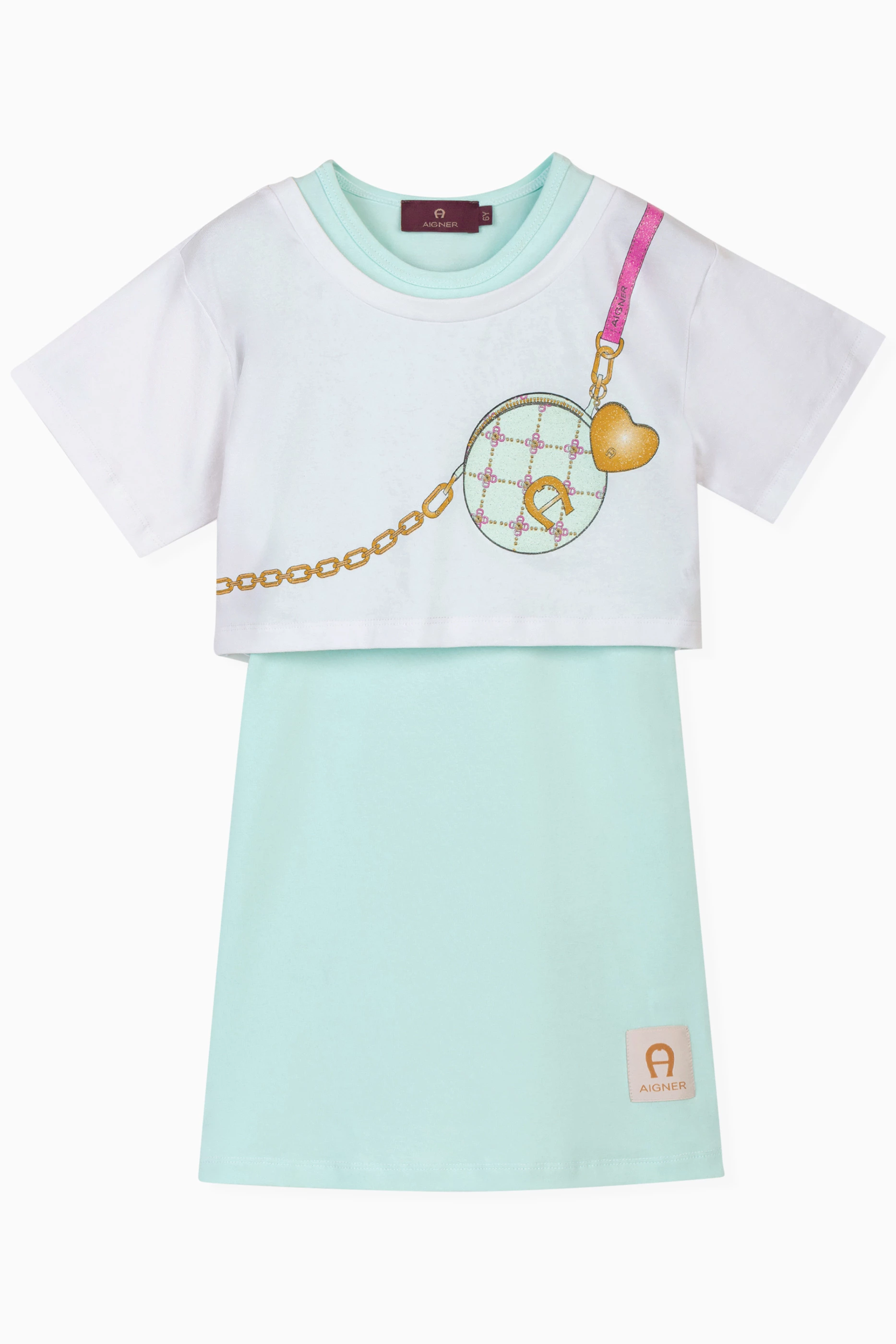 Buy AIGNER Blue Bag-print Dress in Cotton-jersey For Girls Online