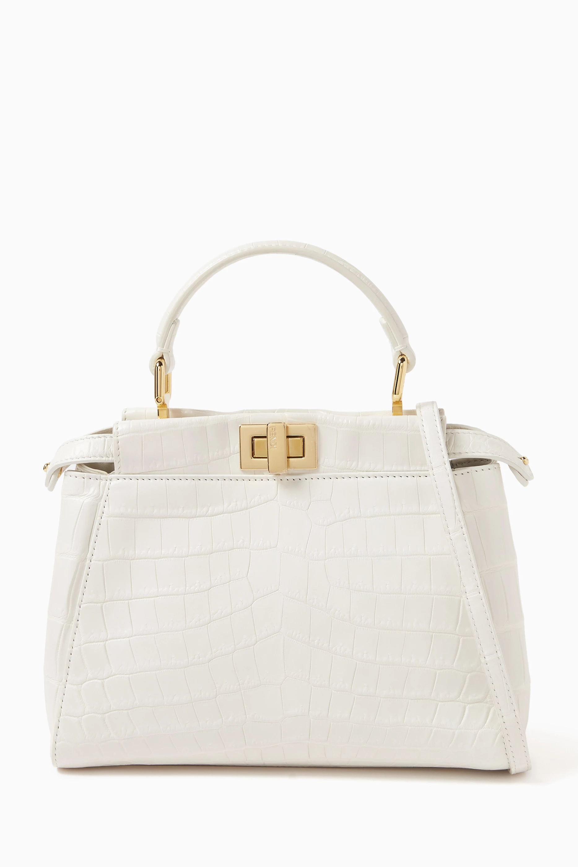 Buy Fendi Pre Loved White Mini Peekaboo Top handle Bag in Crocodile Leather For Women Online Ounass UAE