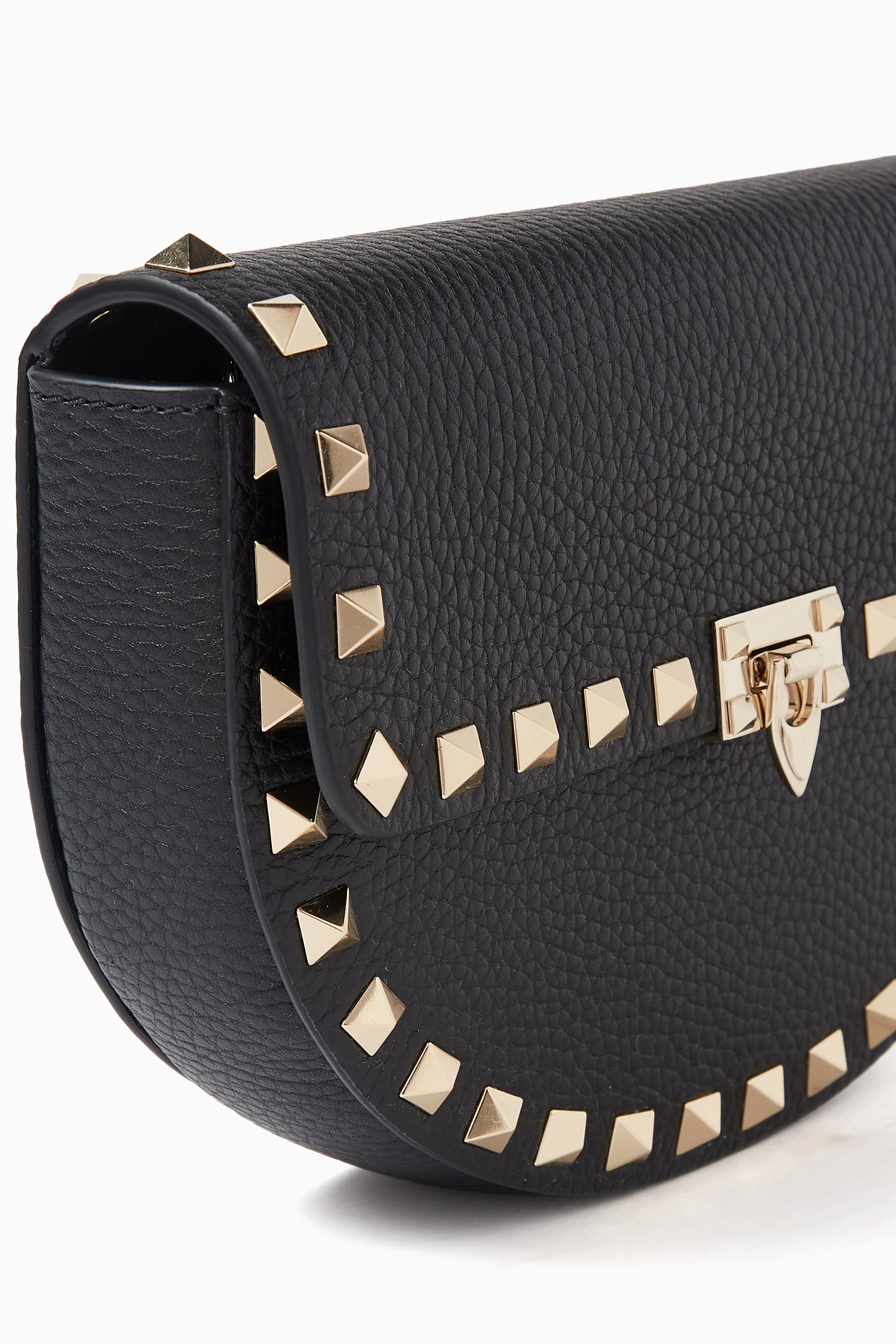 Buy Valentino Garavani Black Mini Rockstud Shoulder Bag in Grained