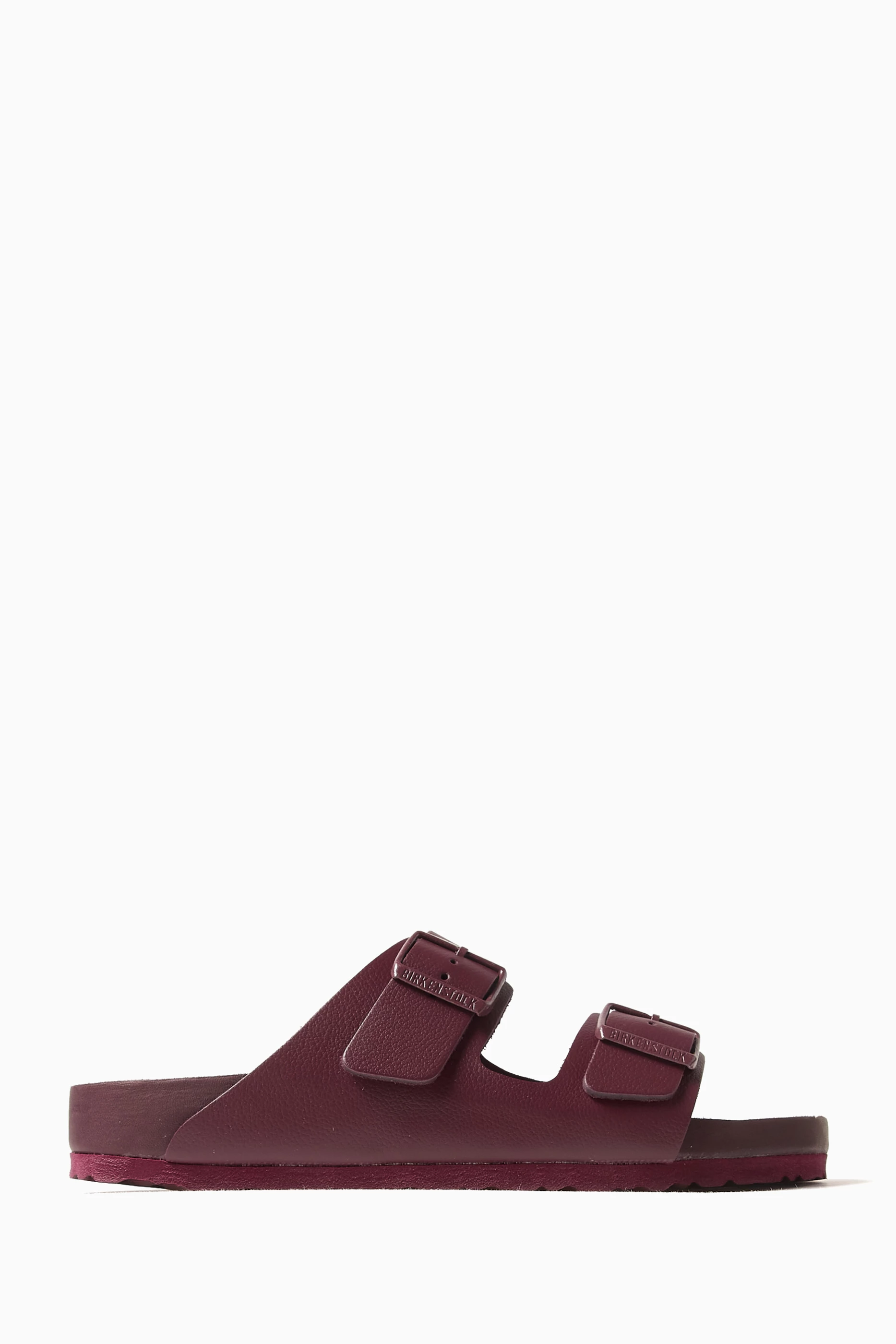 Buy Birkenstock Burgundy Arizona Narrow fit Sandals in Leather For Women Online Ounass UAE