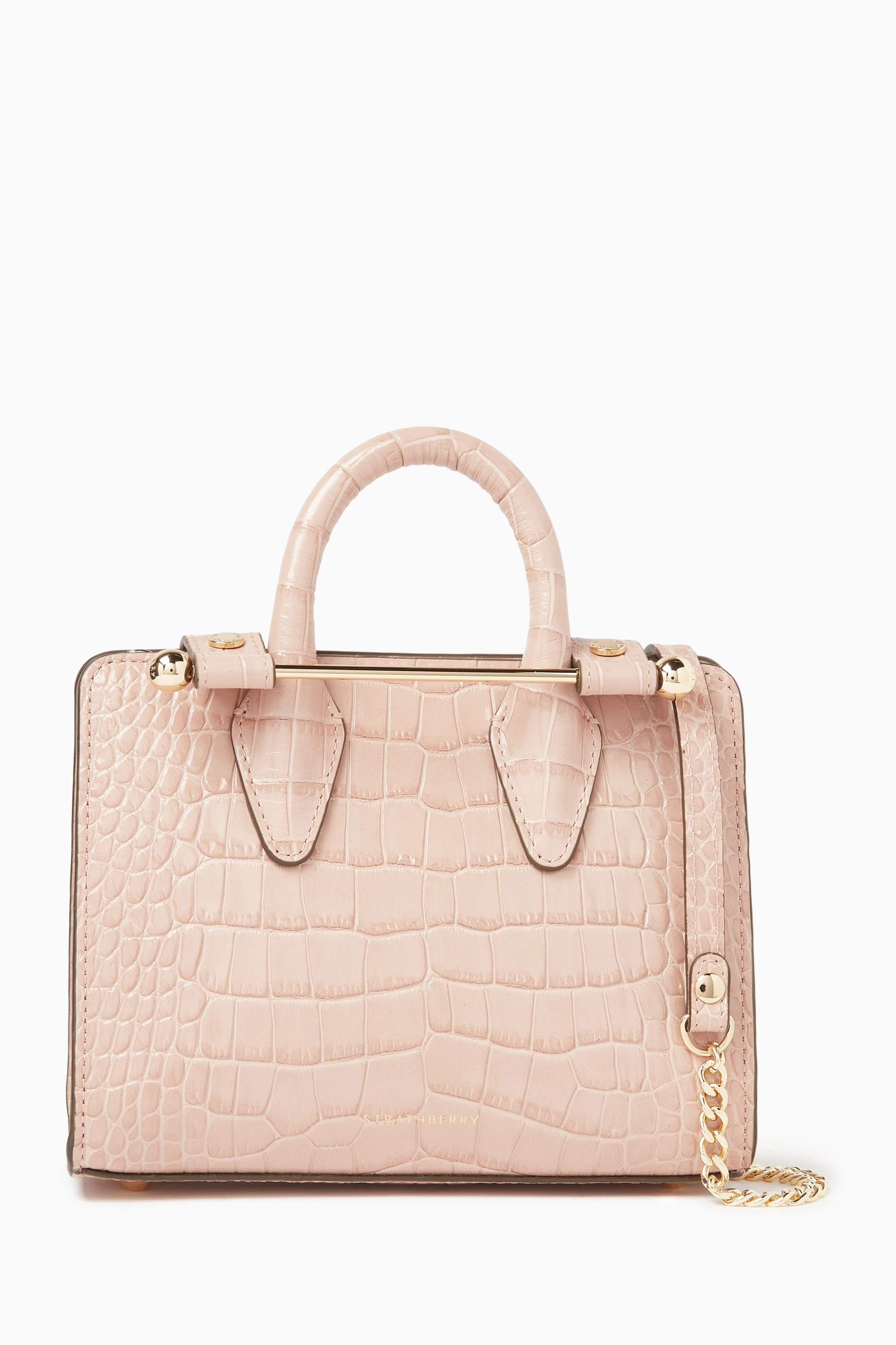 Buy Strathberry Pink Nano Tote Bag in Croc embossed Leather For Women Online Ounass UAE