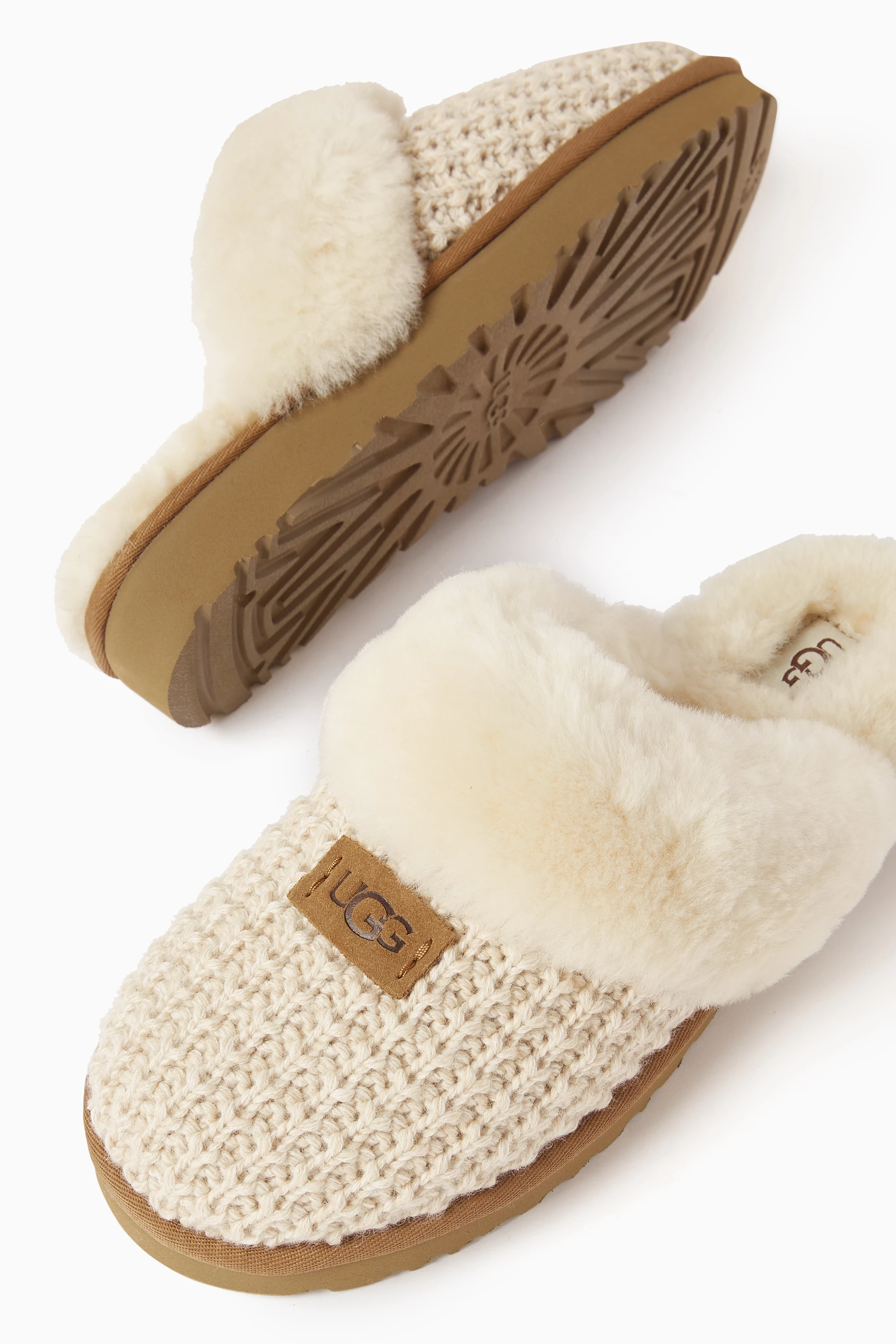 Buy UGG White Cozy Crochet Slippers in Sheepskin For Women Online Ounass UAE