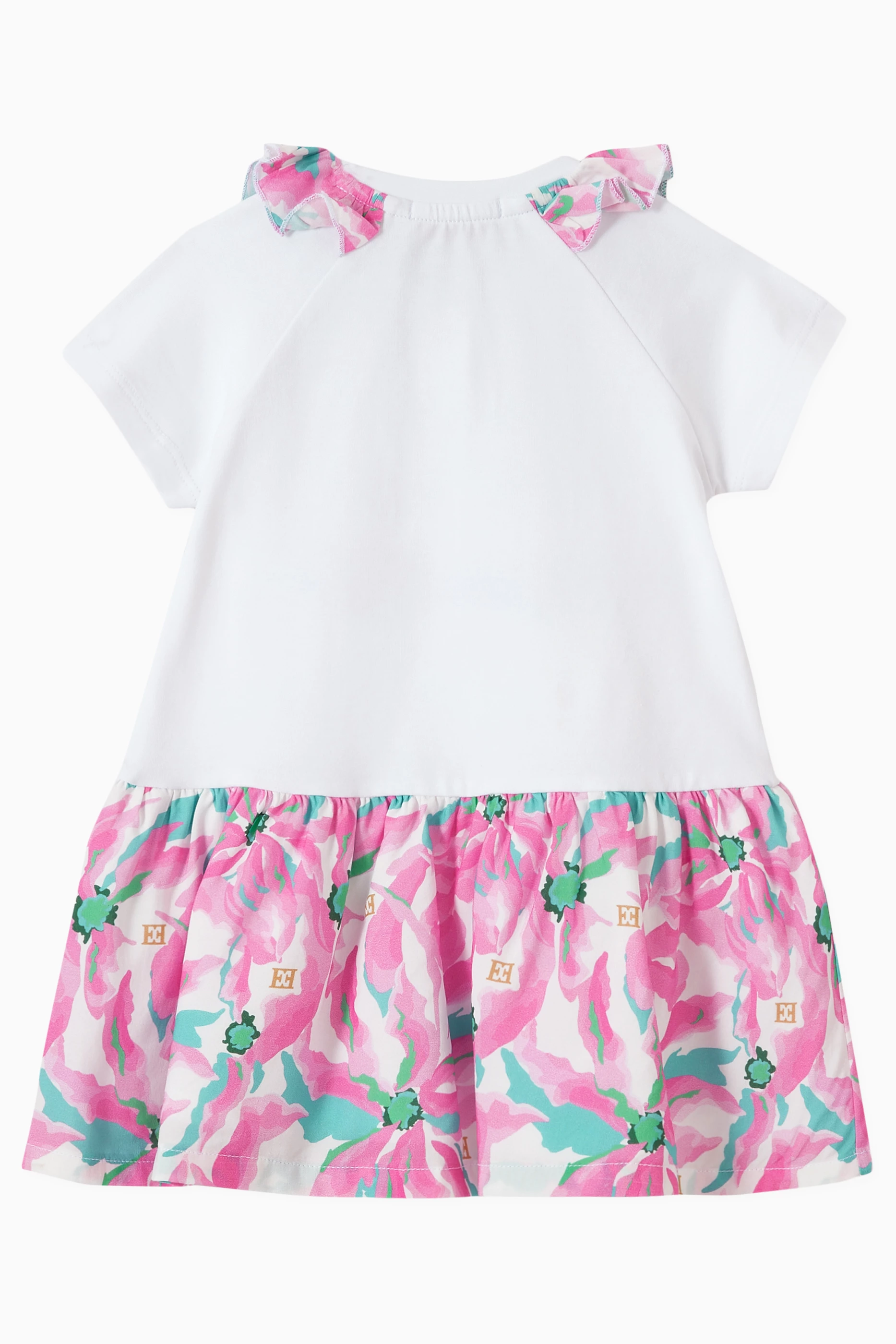 Buy Escada White Floral print Logo Dress For Baby Girls Online Ounass UAE