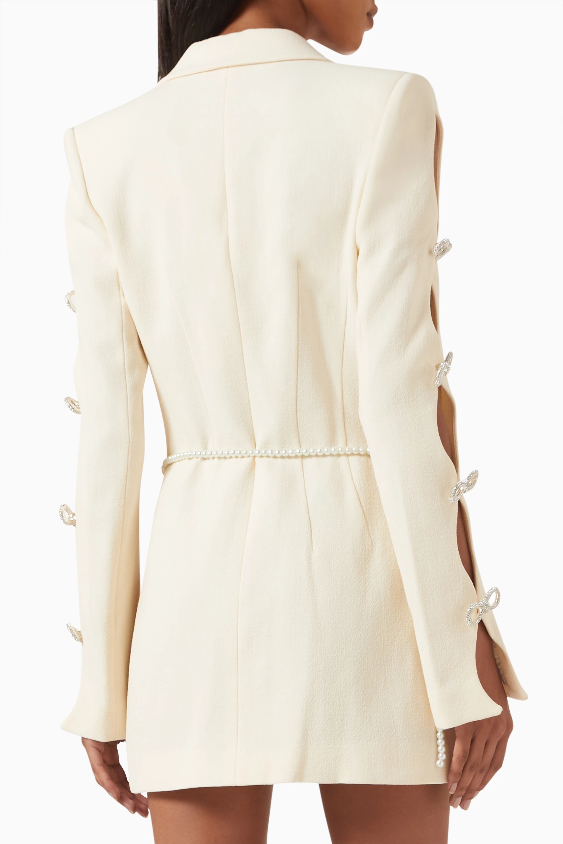 Buy MACH MACH White Bow embellished Mini Blazer Dress in Wool For Women Online Ounass UAE