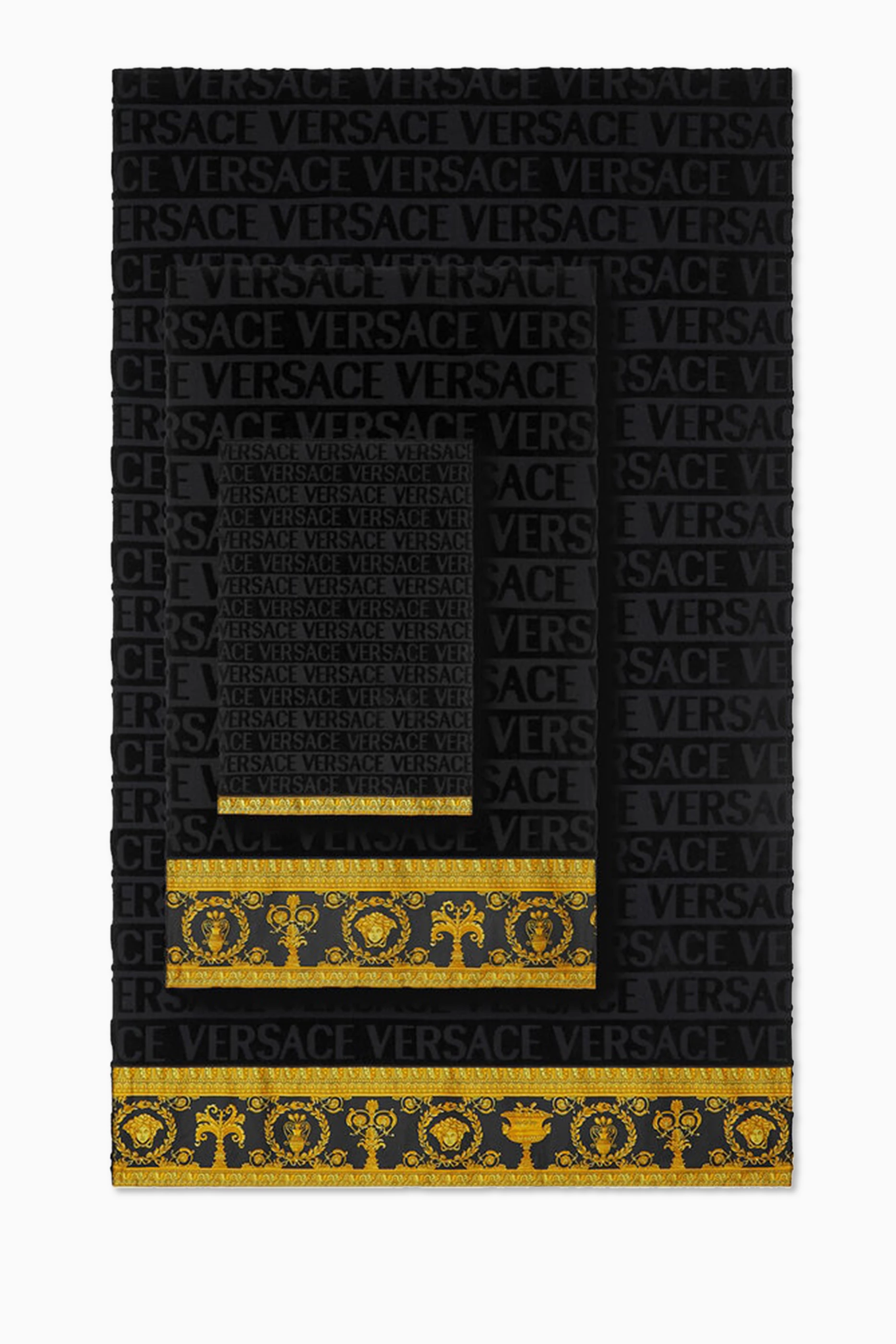 Buy Versace Home Black I Heart Baroque Towel Set in Cotton Set of 5 For Men Online Ounass UAE