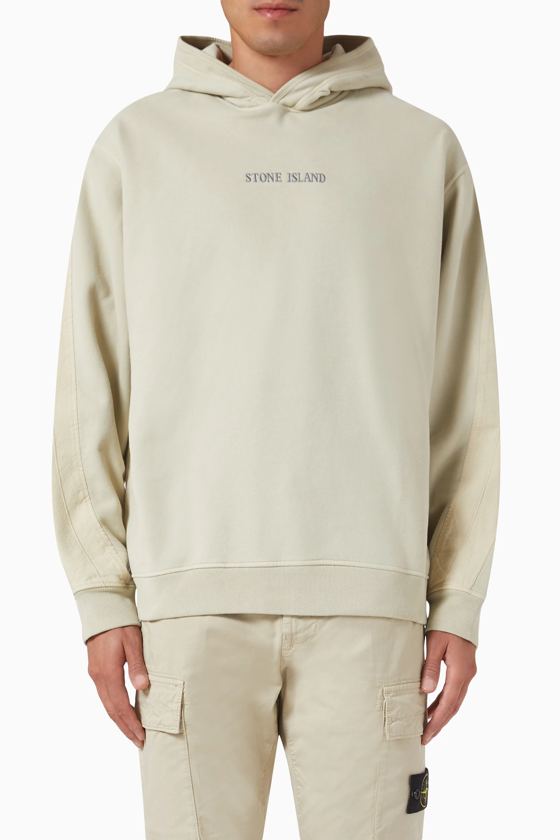 Buy Stone Island Neutral Logo Hooded Sweatshirt in Cotton Fleece For Men Online Ounass UAE