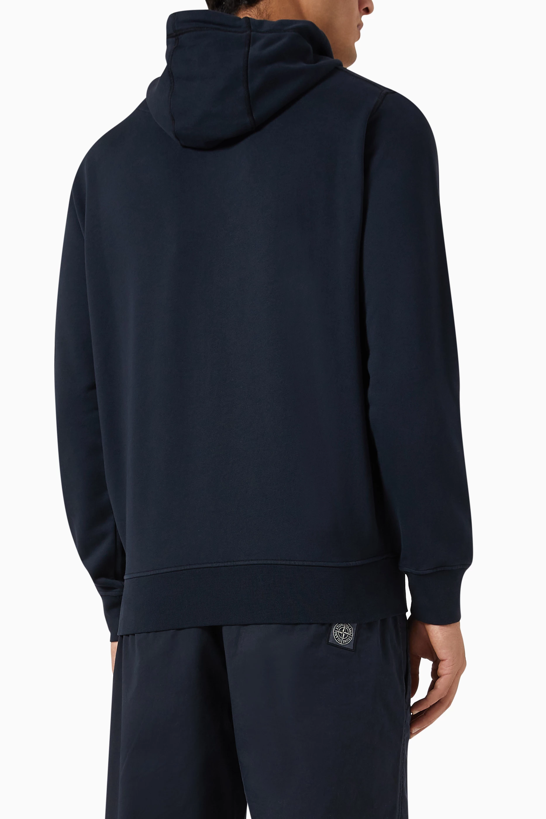 Buy Stone Island Blue Zip Hooded Sweatshirt in Cotton For Men Online Ounass UAE