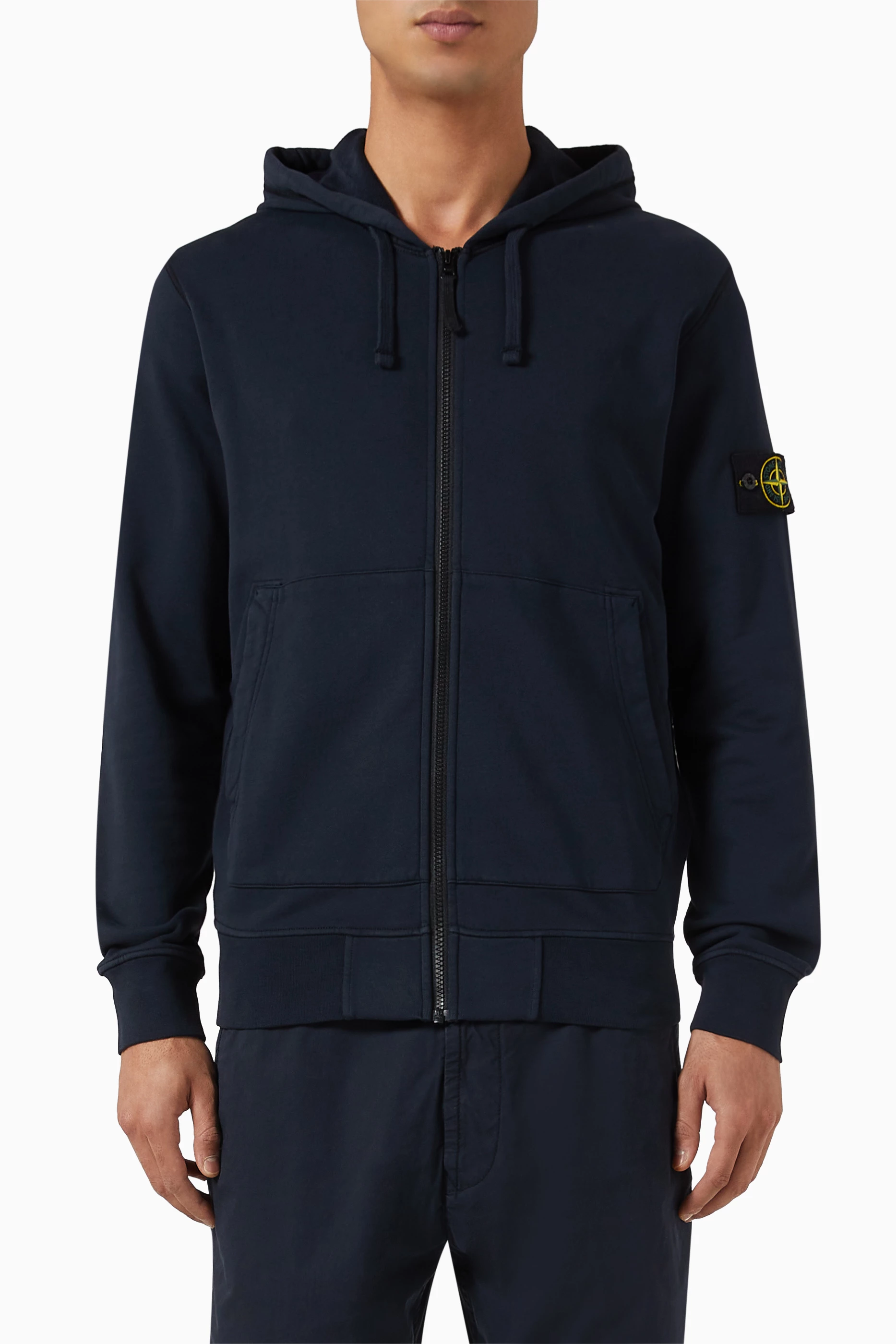Stone island zip up hoodie grey discount