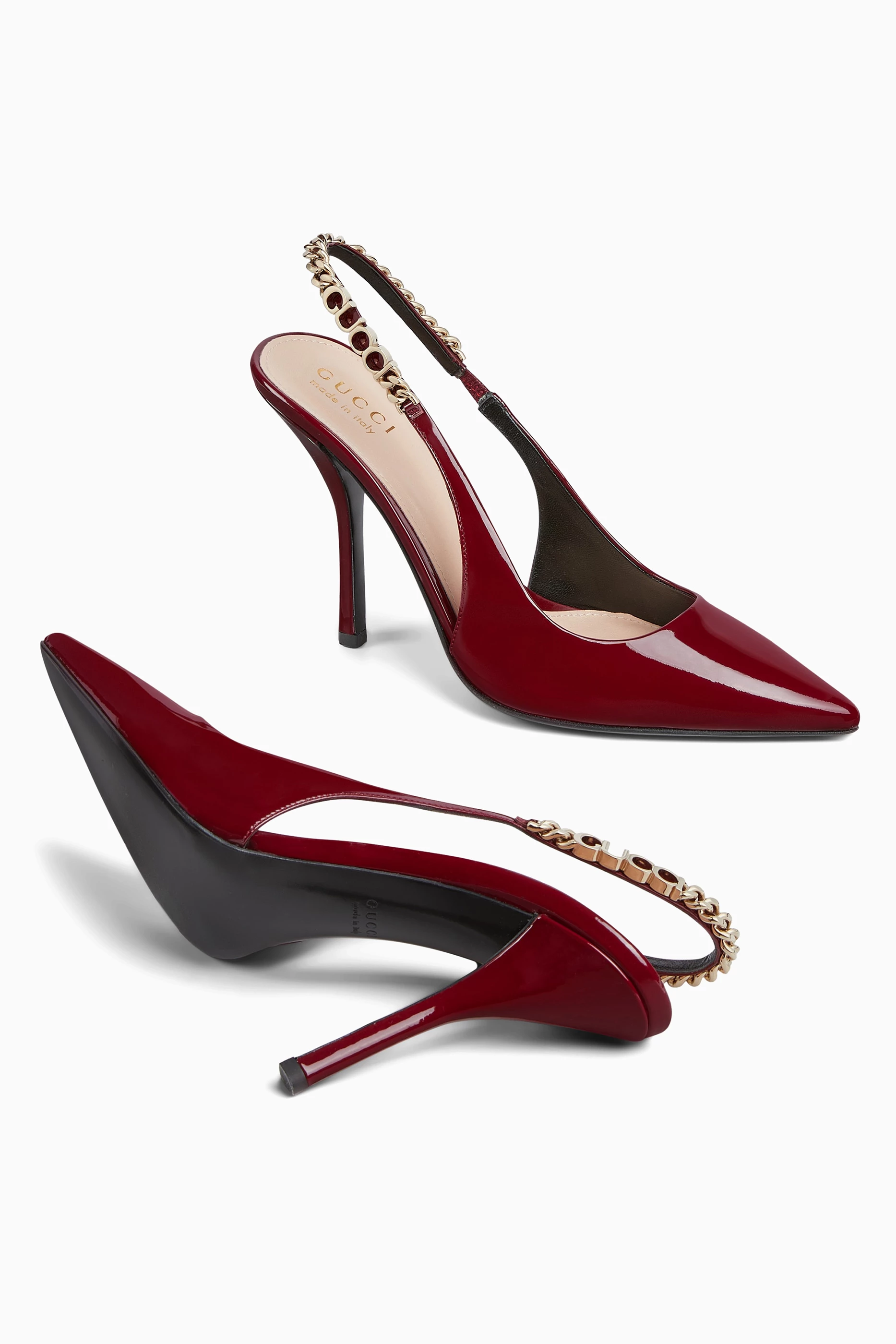 Buy Gucci Burgundy Signoria 105 Slingback Pumps in Leather For Women Online Ounass UAE