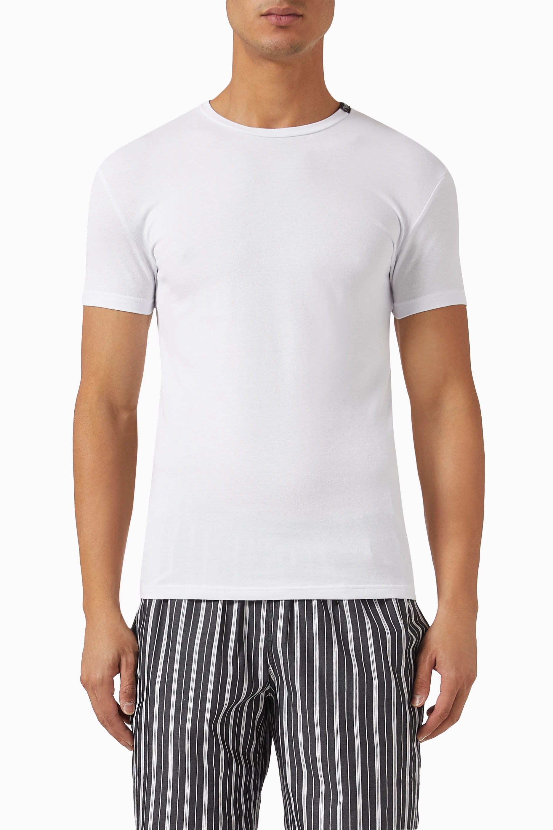 Buy Emporio Armani White Crew Neck T shirt For Men Online Ounass UAE