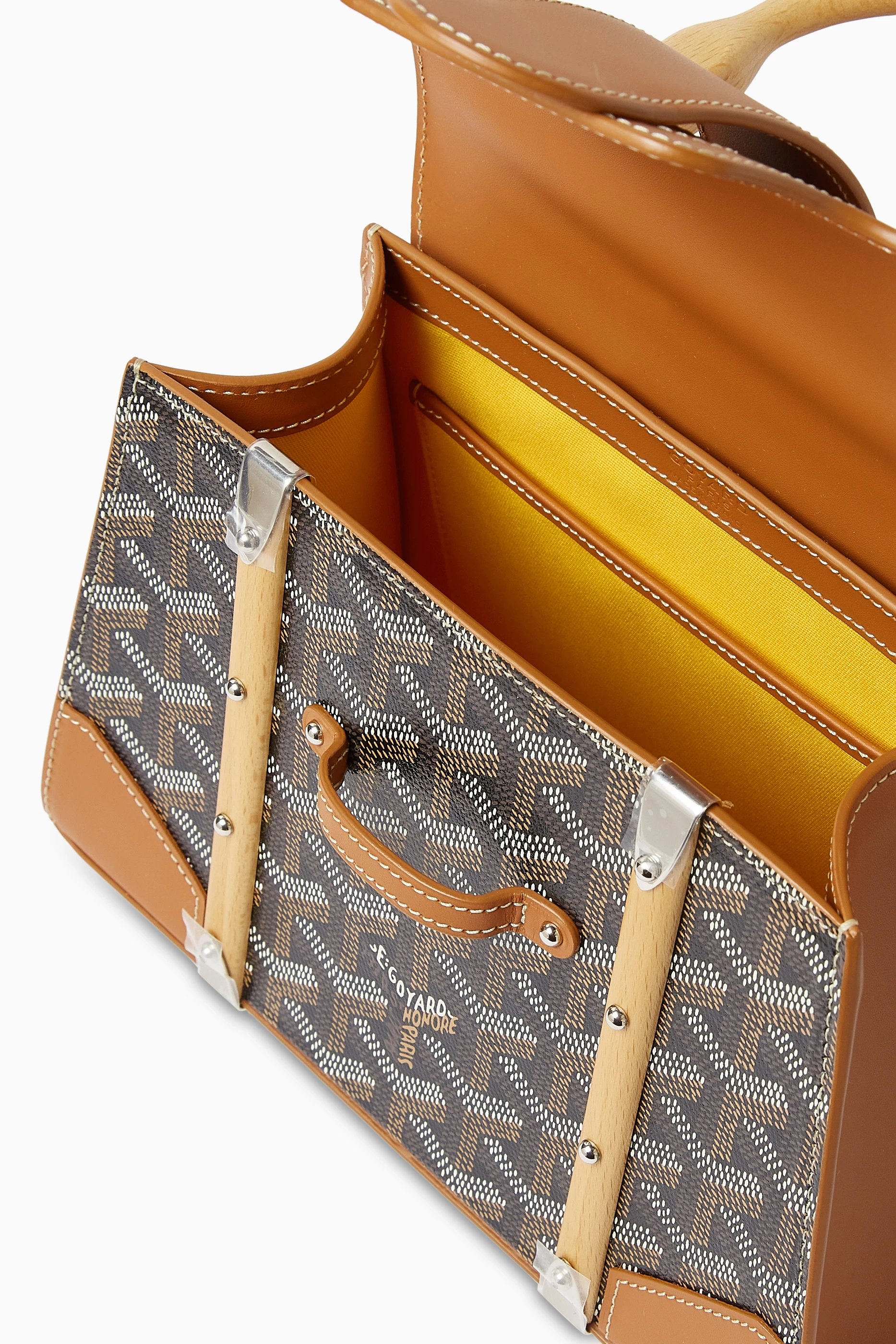 Buy Goyard Pre Loved Brown Unused Mini Saigon Structure PM Bag in Goyardine Canvas Leather For Women Online Ounass UAE