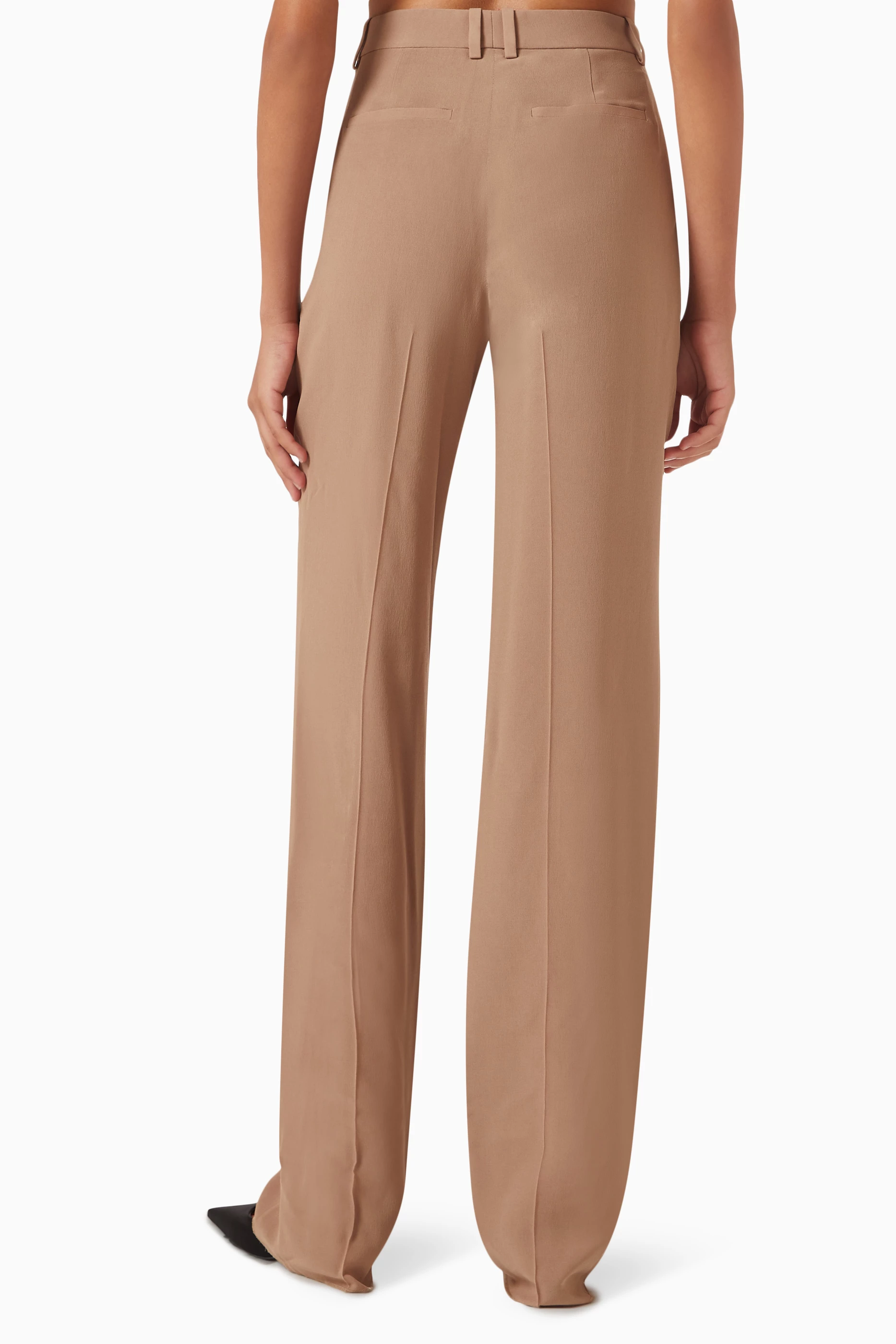 Buy SAINT LAURENT Neutral 90s Wide-leg Pants in Silk-crepe