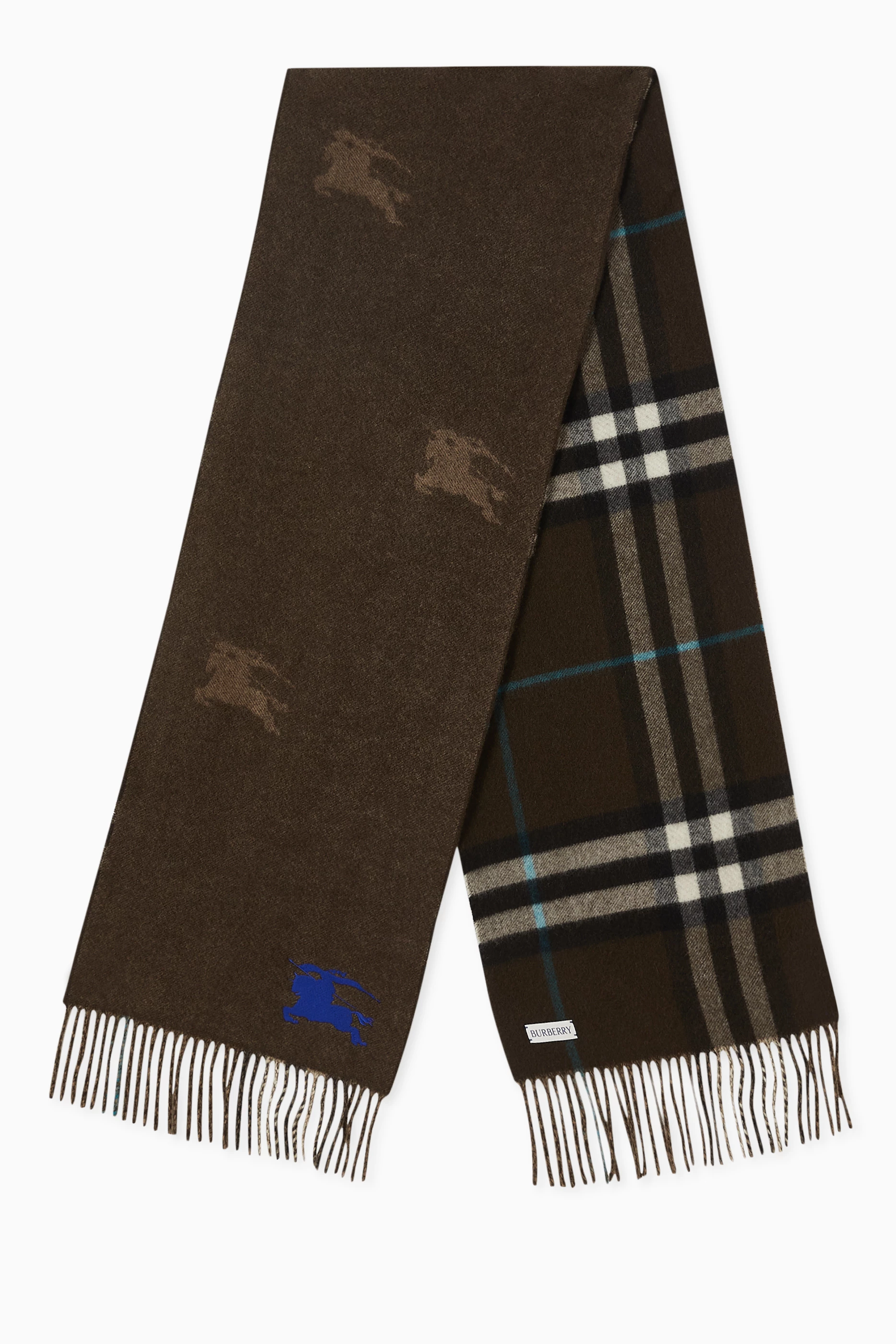 Buy Burberry Grey Reversible Check Scarf in Cashmere For Women Online Ounass UAE
