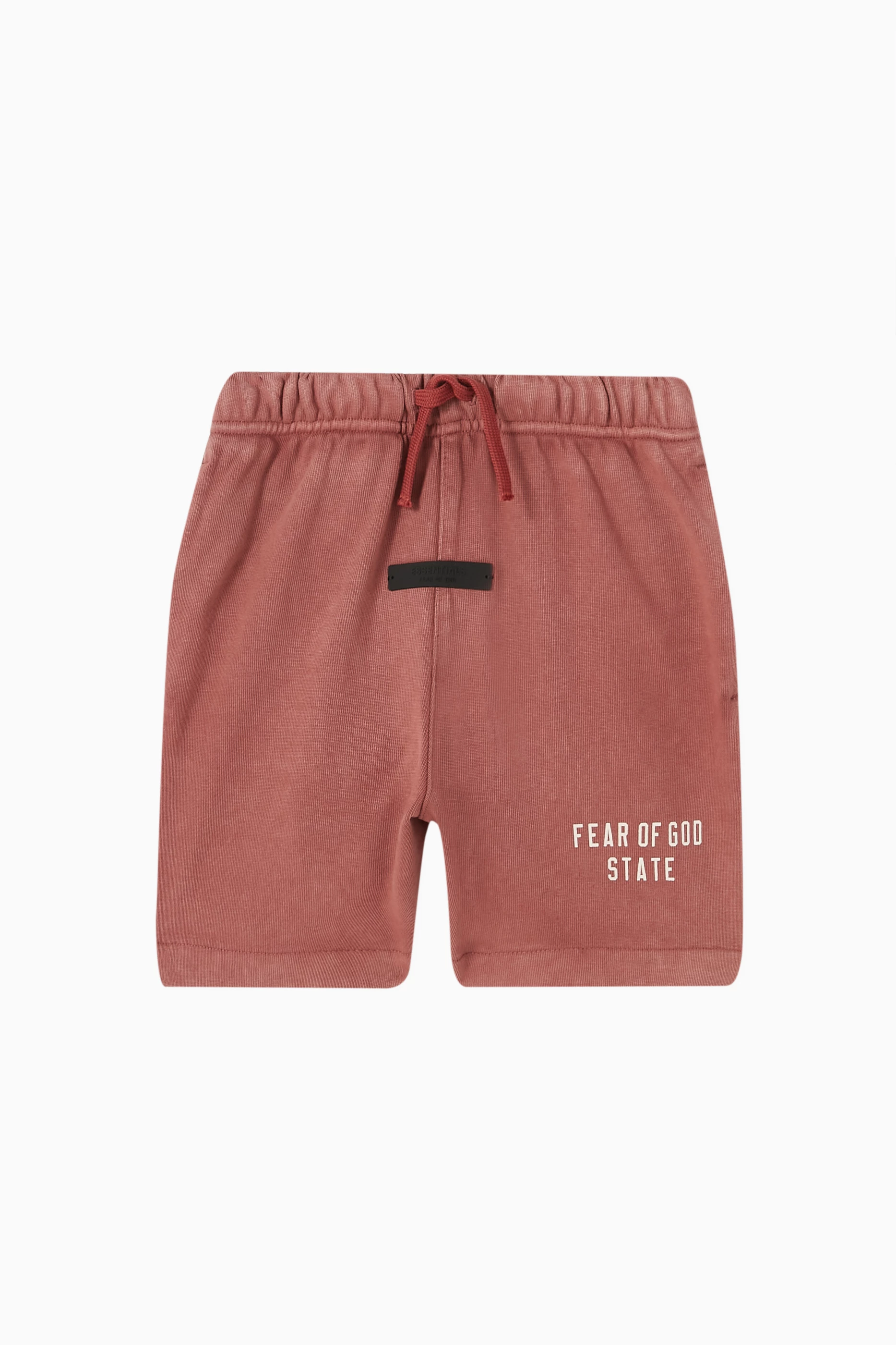 Buy Fear of God Essentials Red Logo Soccer Shorts in Fleece For Boys Online Ounass UAE