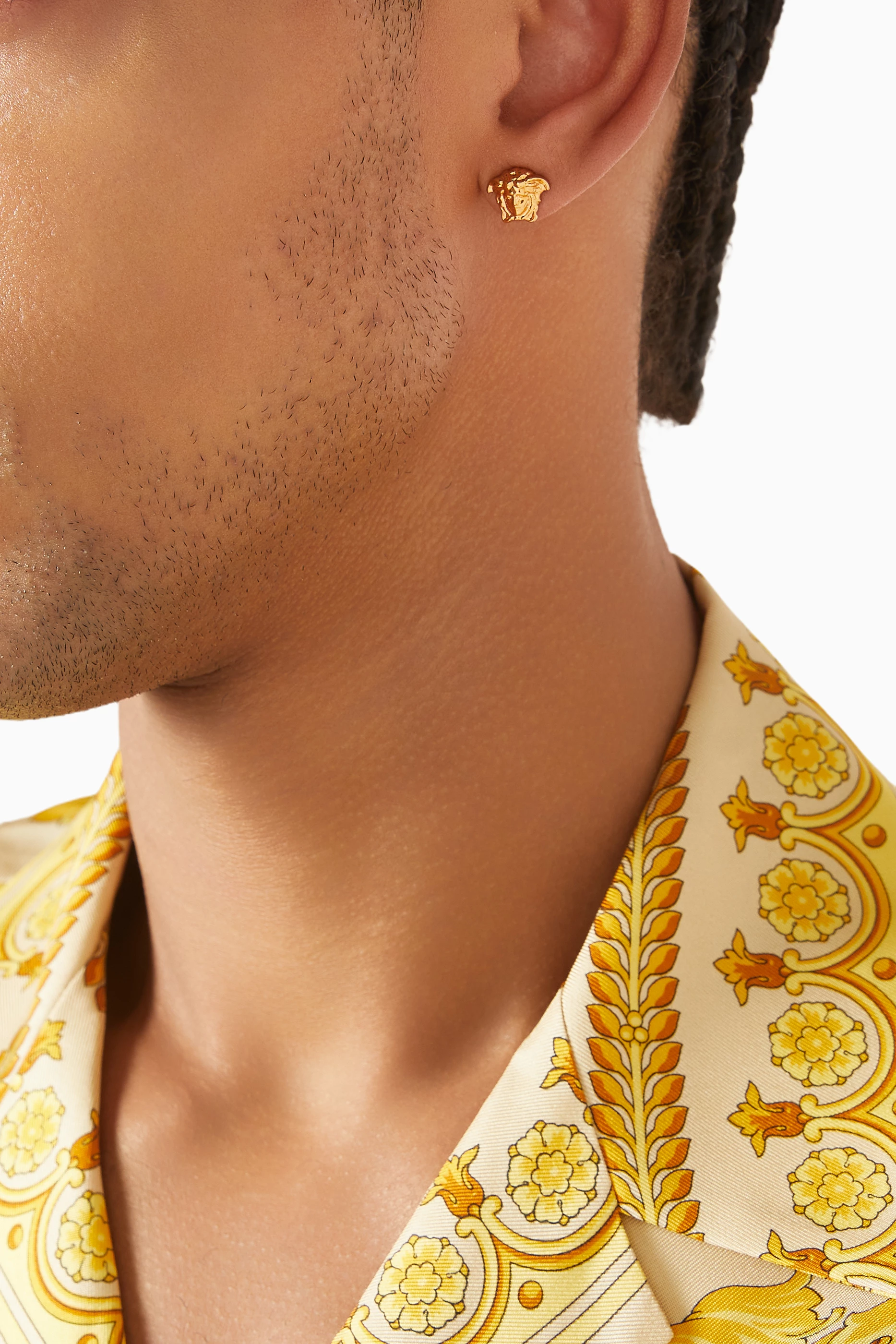 Buy Versace Gold Medusa Stud Earrings in Brass For Men Online Ounass UAE