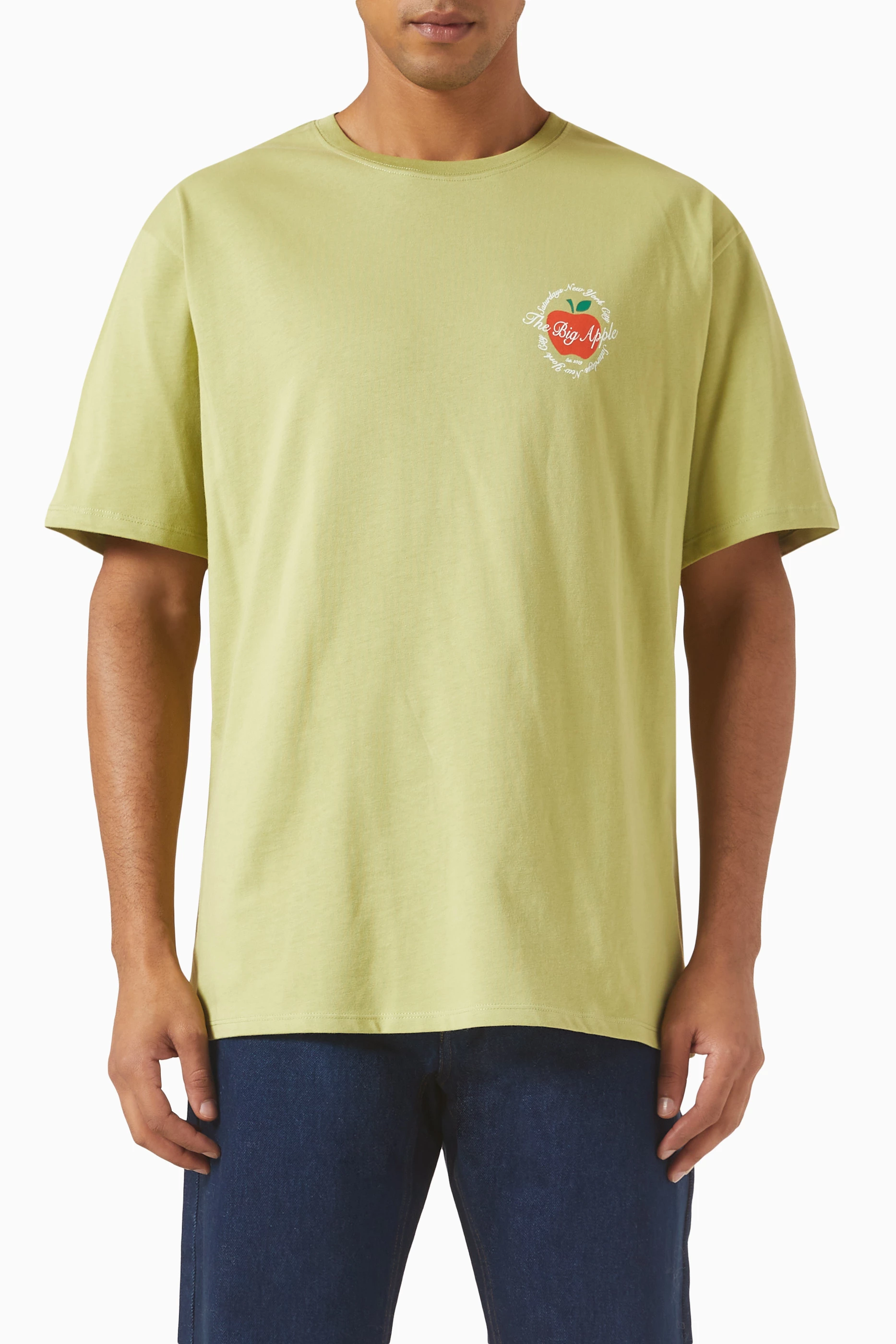 Buy Saturdays NYC Green The Big Apple T-shirt in Cotton For Men