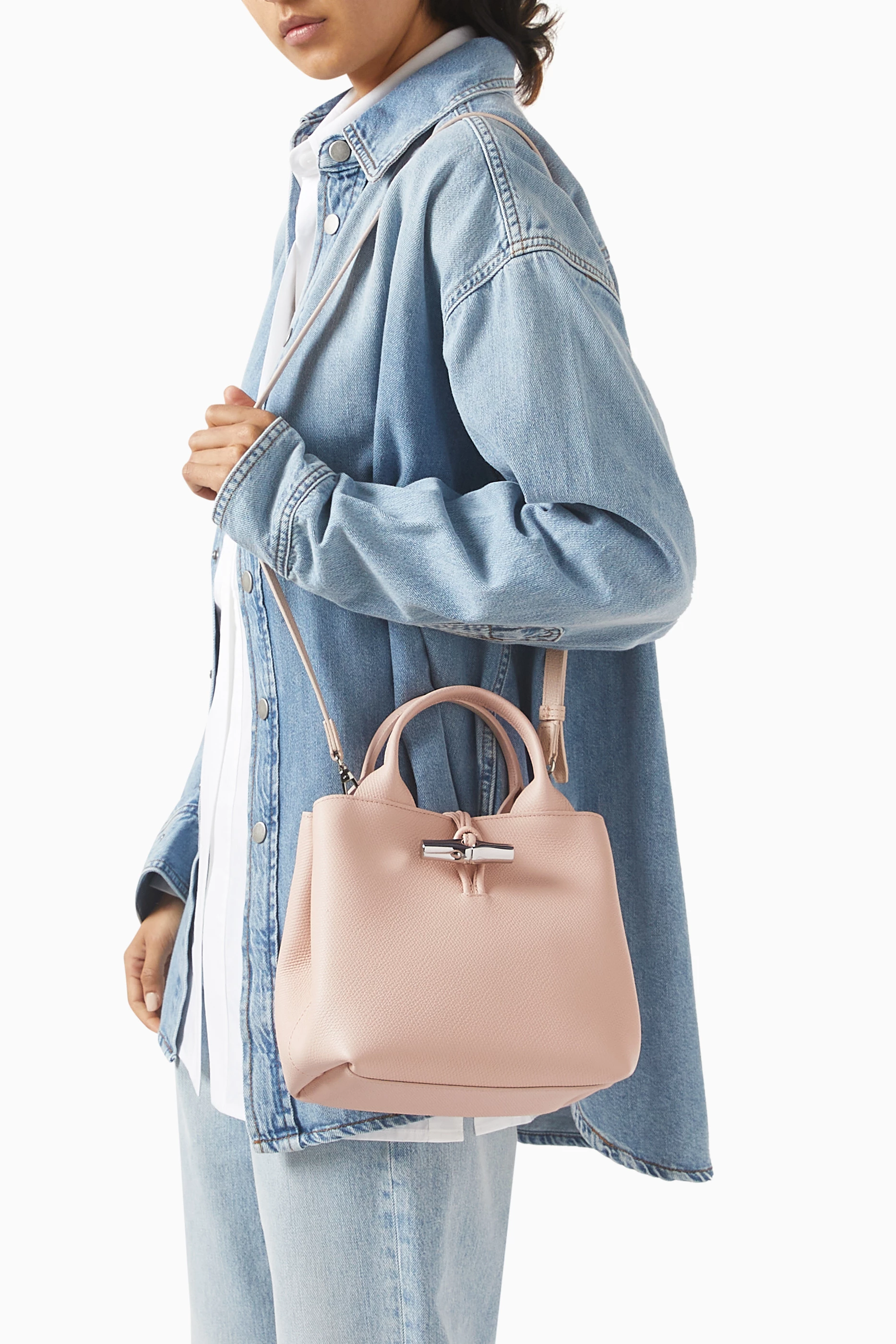 Longchamp roseau small leather tote shop