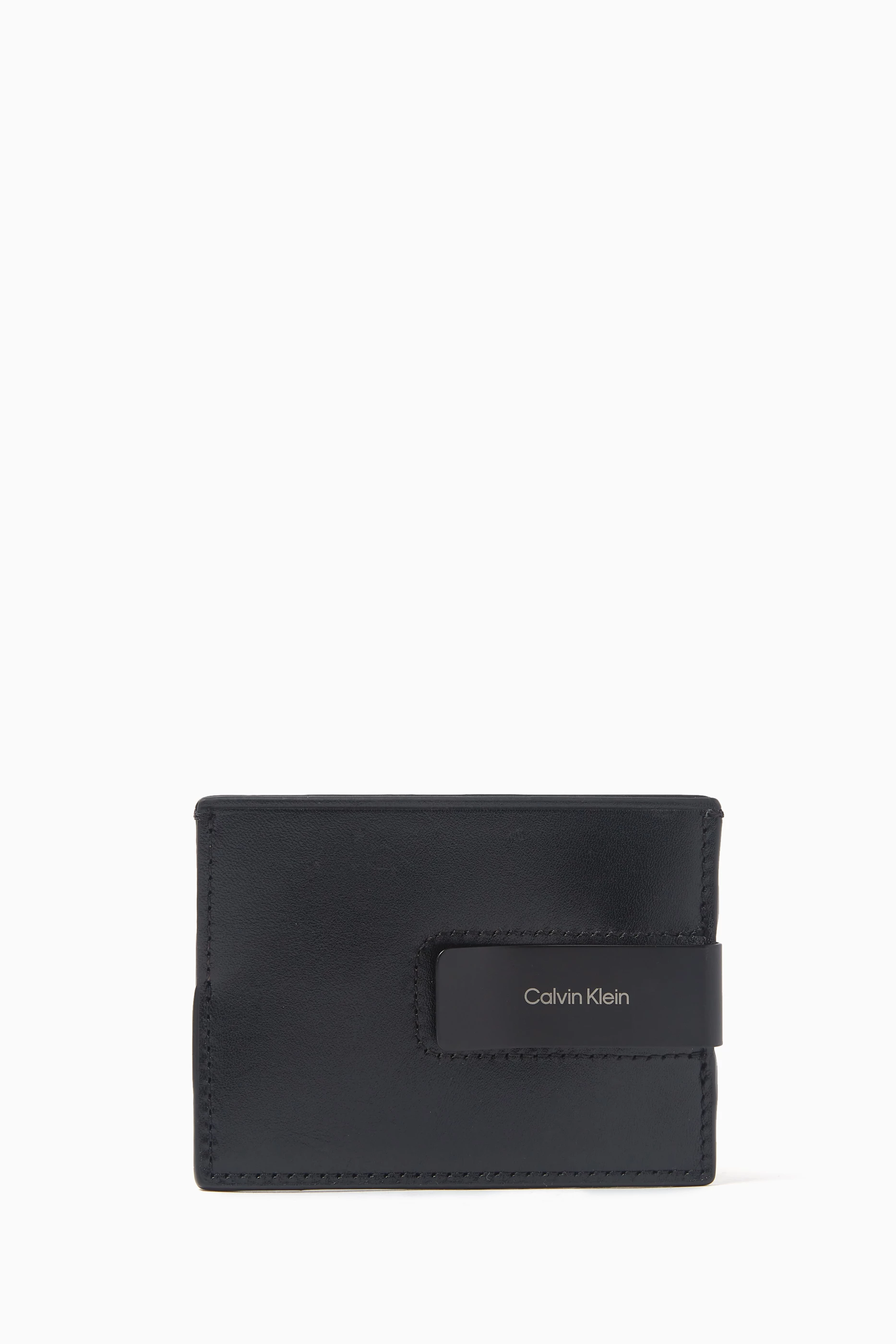 Buy Calvin Klein Black Logo Money Clip Cardholder in Leather For Men Online Ounass UAE