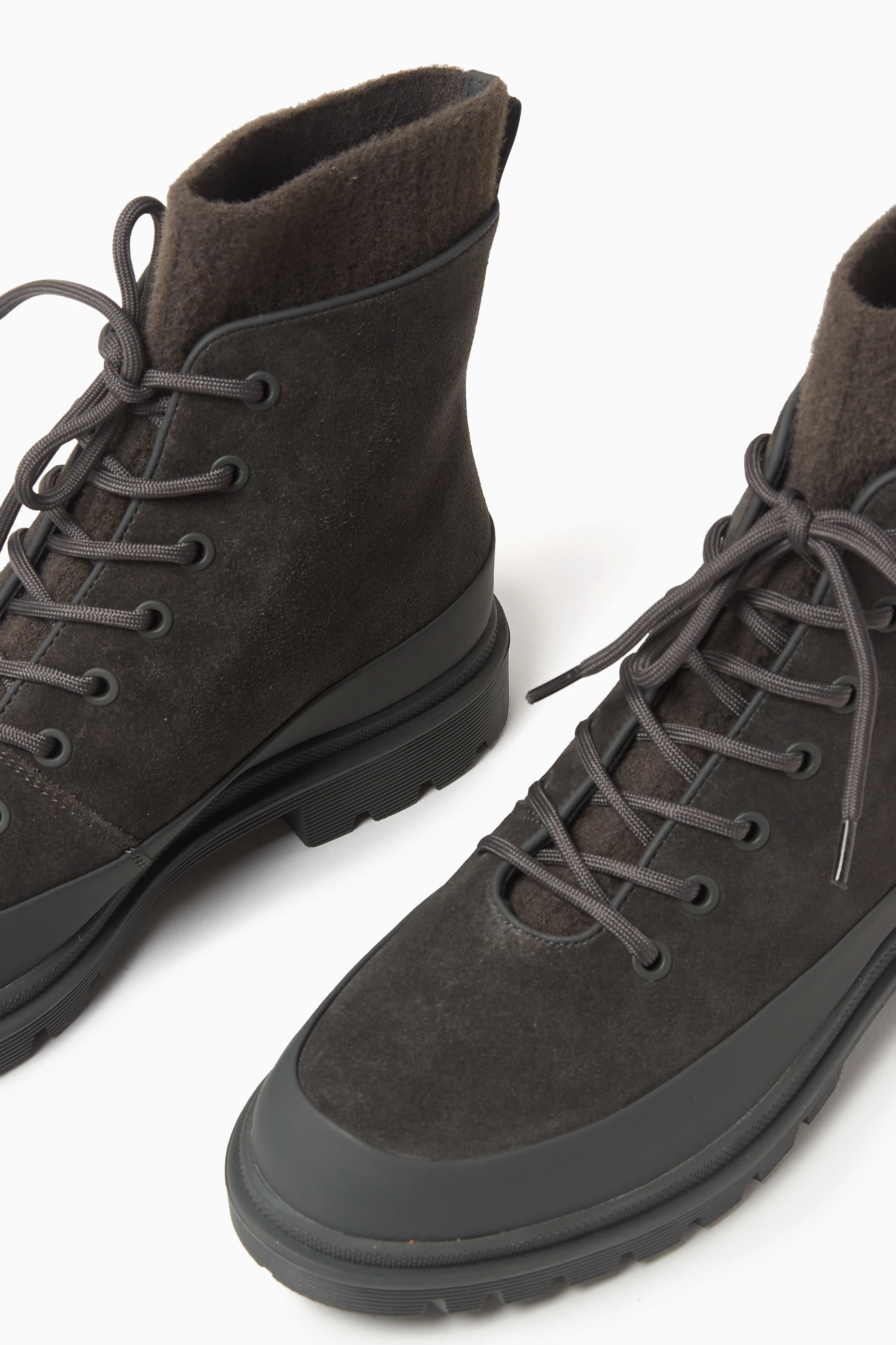 Buy 12 STOREEZ Grey Lace up Ankle Boots in Suede For Women Online Ounass UAE