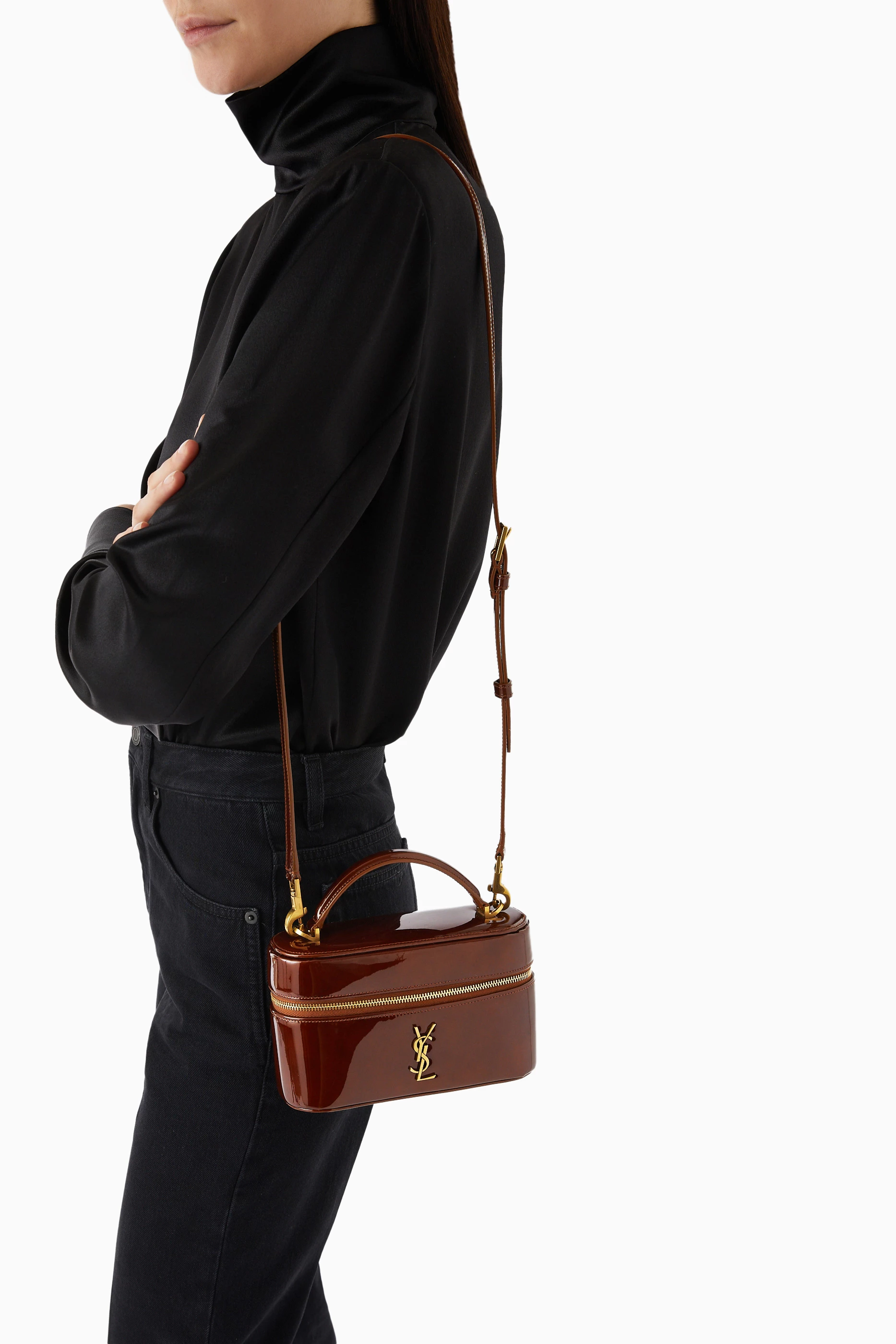 Ysl book bag in patent leather top