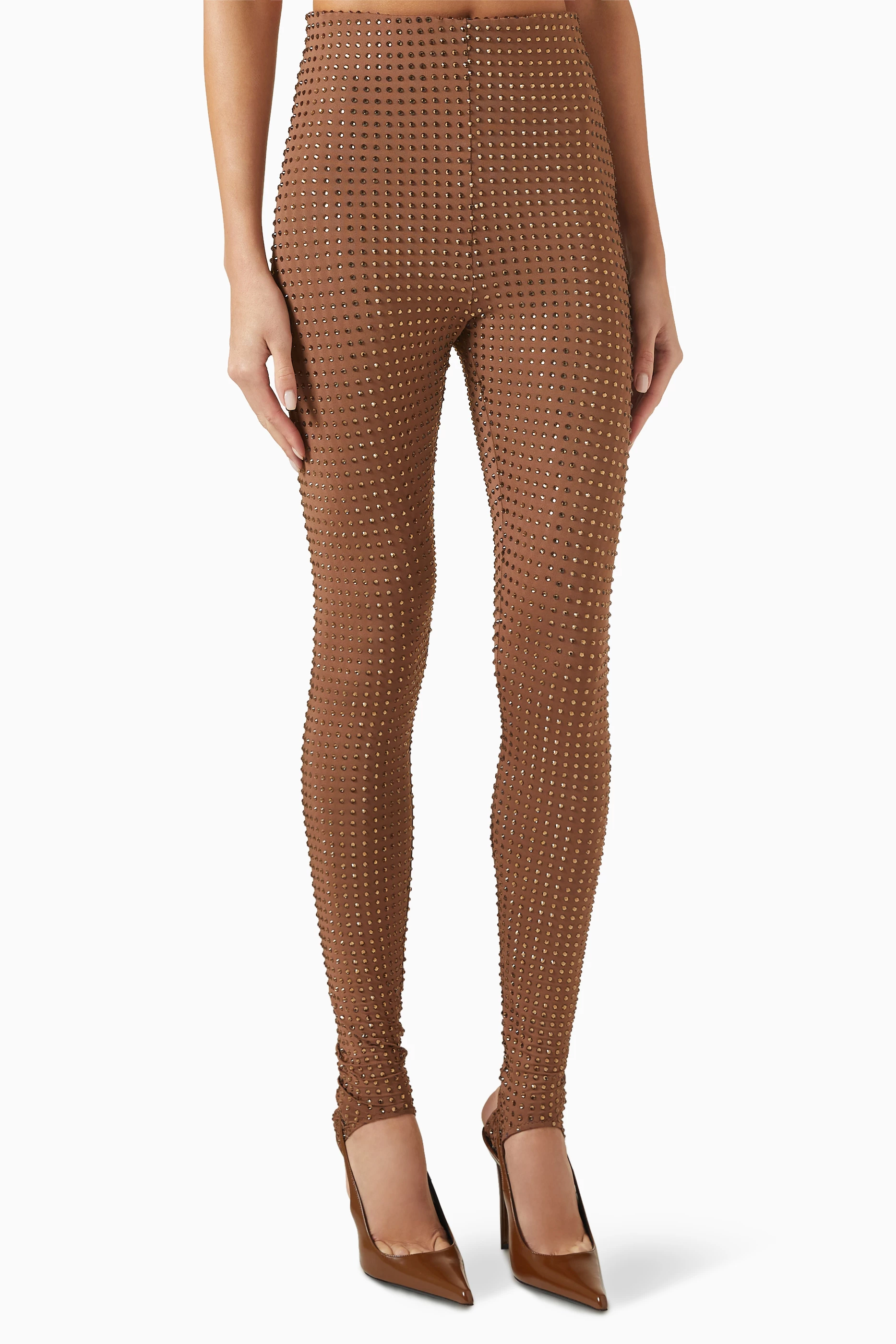 Buy Santa Brands Brown Crystal embellished Leggings For Women Online Ounass UAE