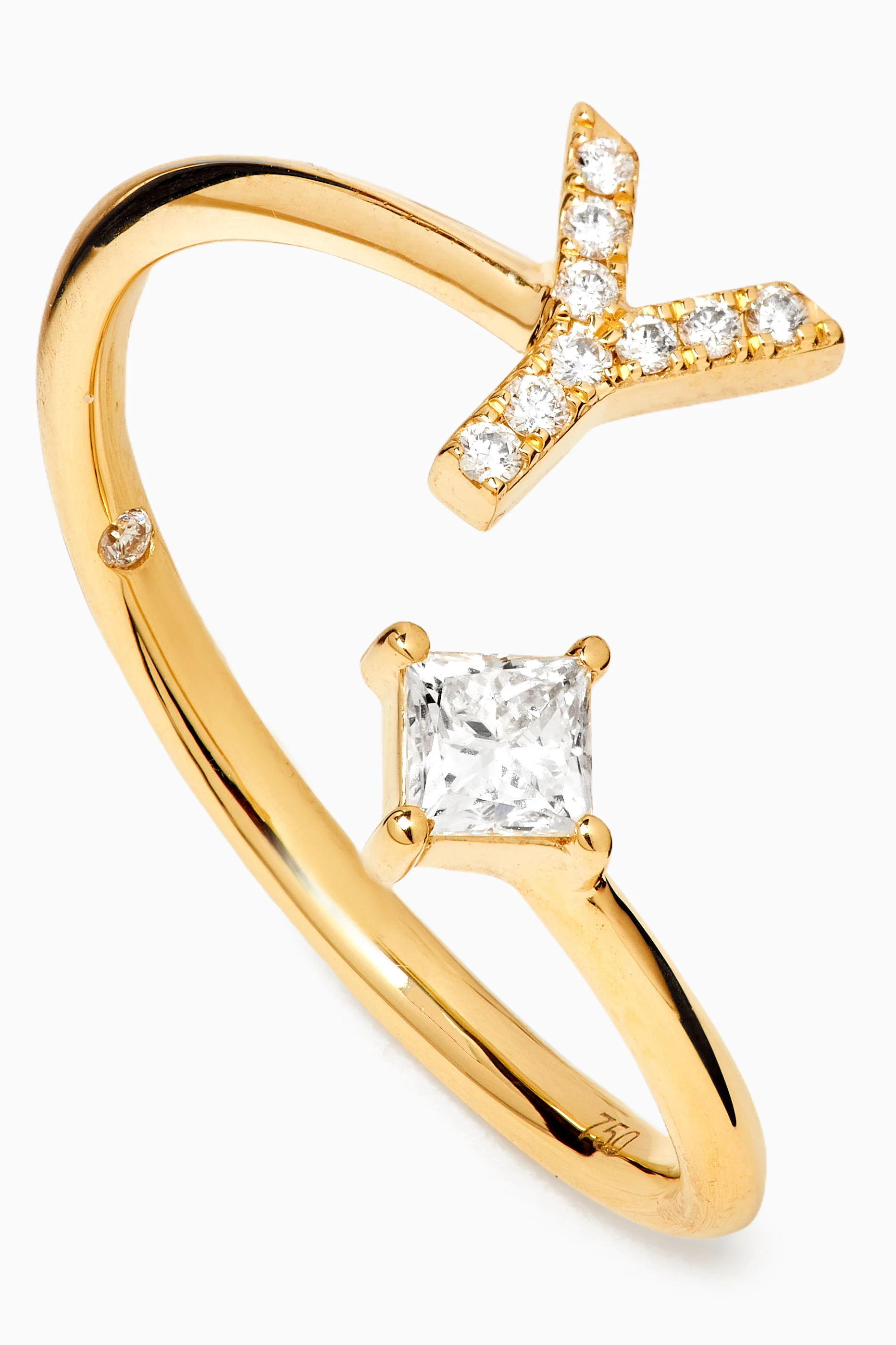 Buy Fergus James Neutral Letter Y Princess Diamond Ring in 18kt Yellow Gold For Women Online Ounass UAE