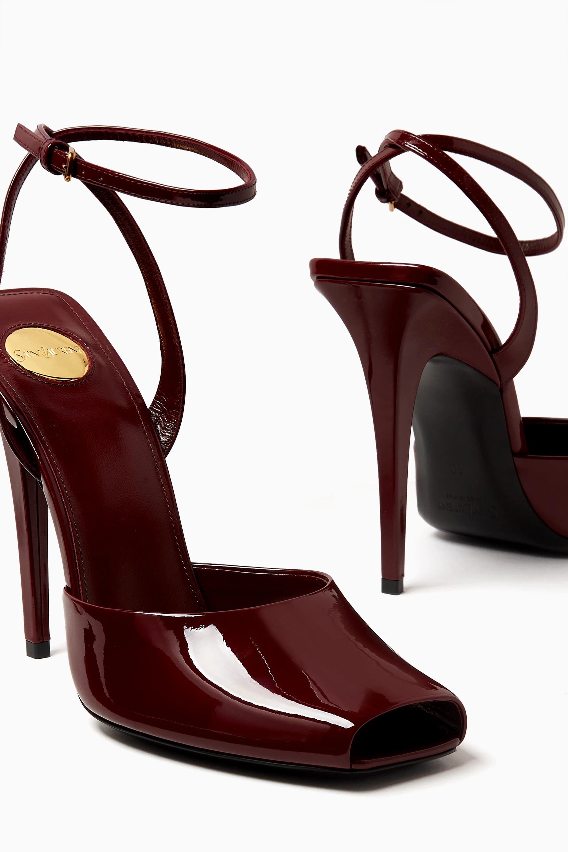 サンダル・ミュール Saint Laurent La Scandale 110 La Scandale 110 leather platform sandals in brown - Saint