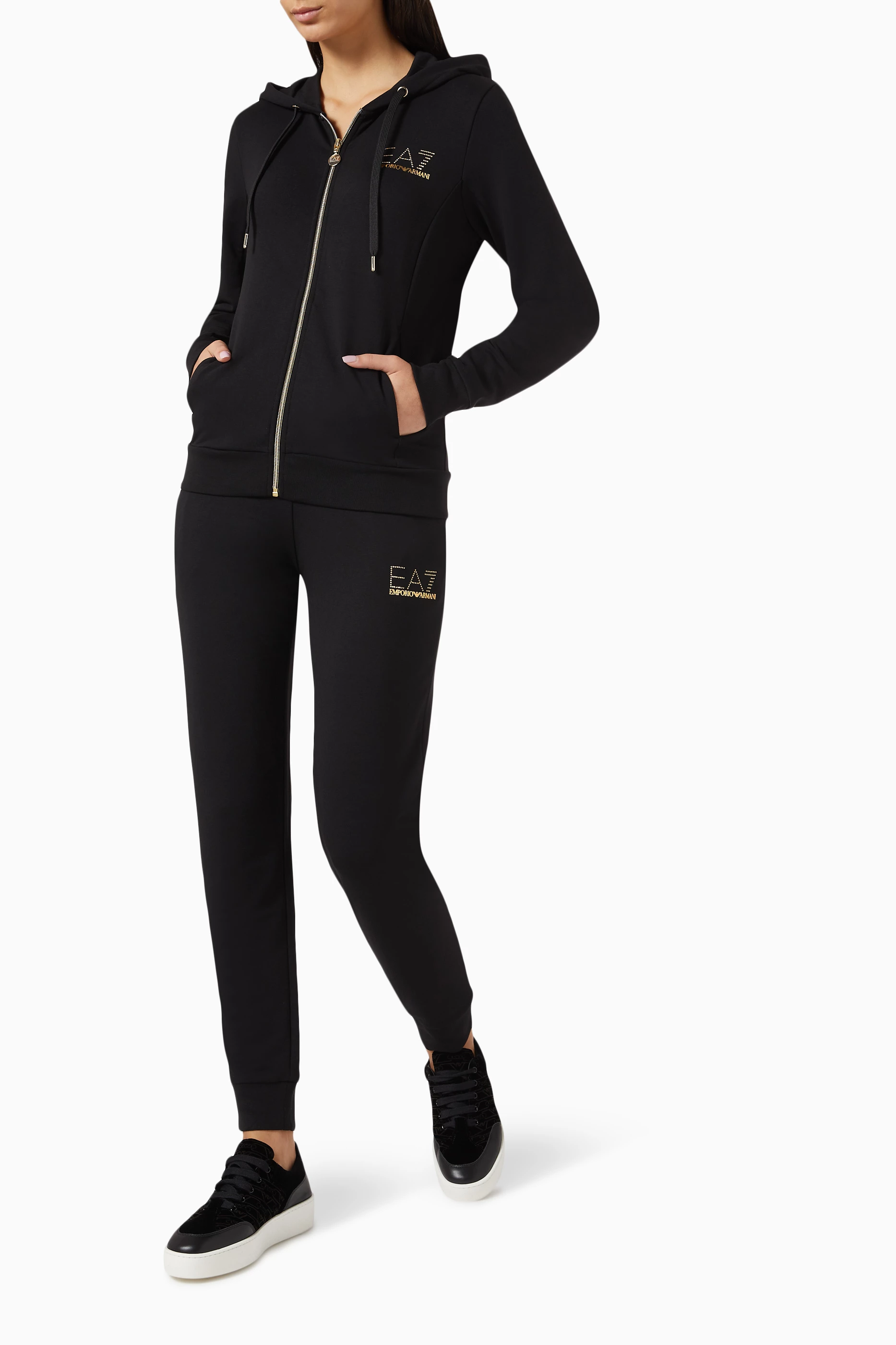 Buy Emporio Armani Black EA7 Tracksuit Set in Viscose-blend For