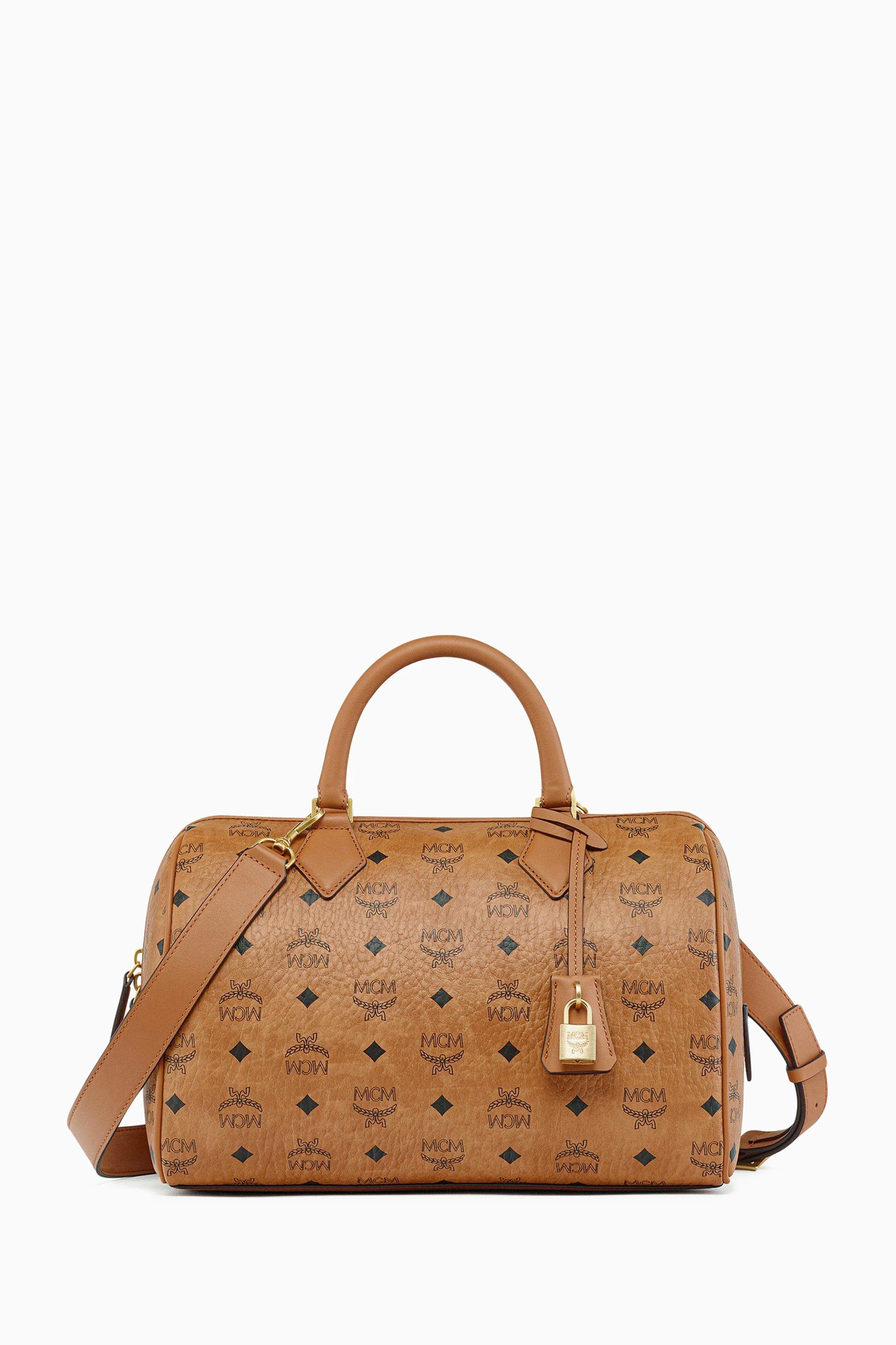 Buy MCM Brown Medium Ella Boston Bag in Coated canvas For Women Online Ounass UAE