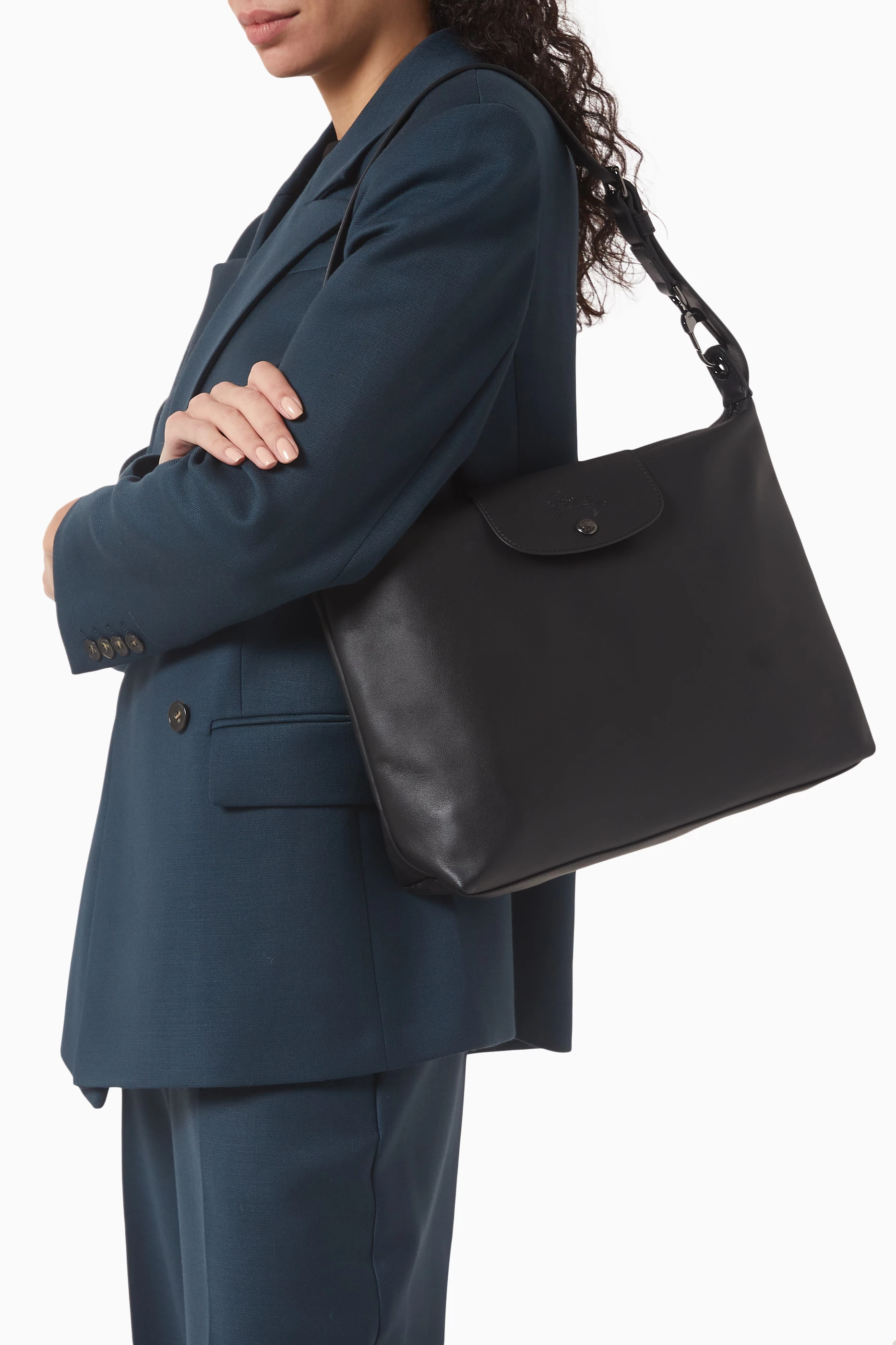 Buy Longchamp Black Le Pliage Xtra Hobo Bag in Leather For Women Online Ounass UAE