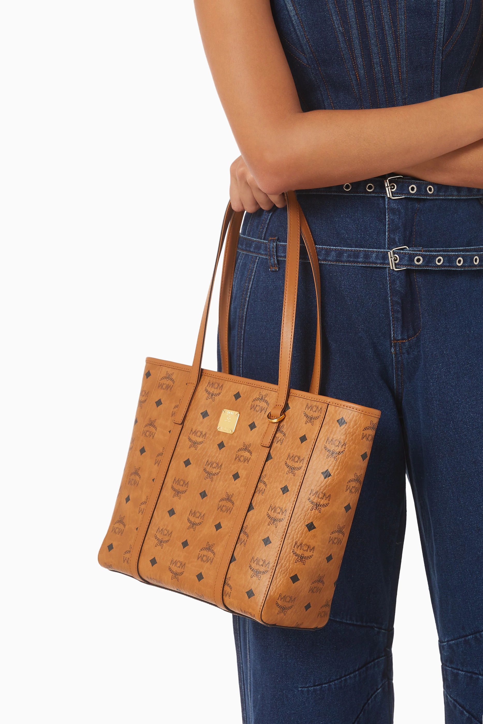 トートバッグ Mcm \"Toni Top-Zip\" Mini Tote Bag Brown MCM Mini Toni Top-Zip Shopper In Visetos Cognac RS