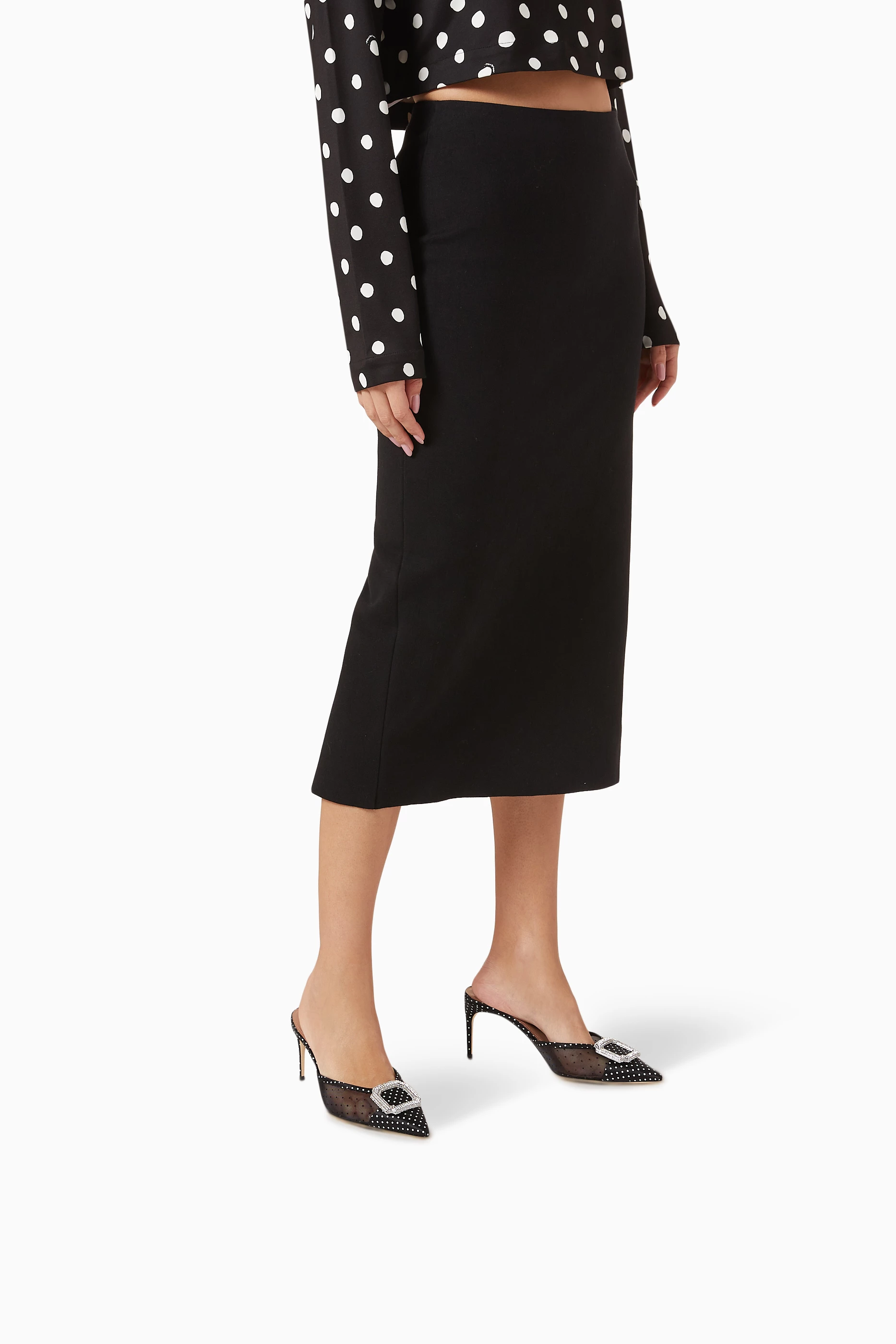 Buy Malone Souliers Black Mona 70 Polka-dot Mules in Mesh