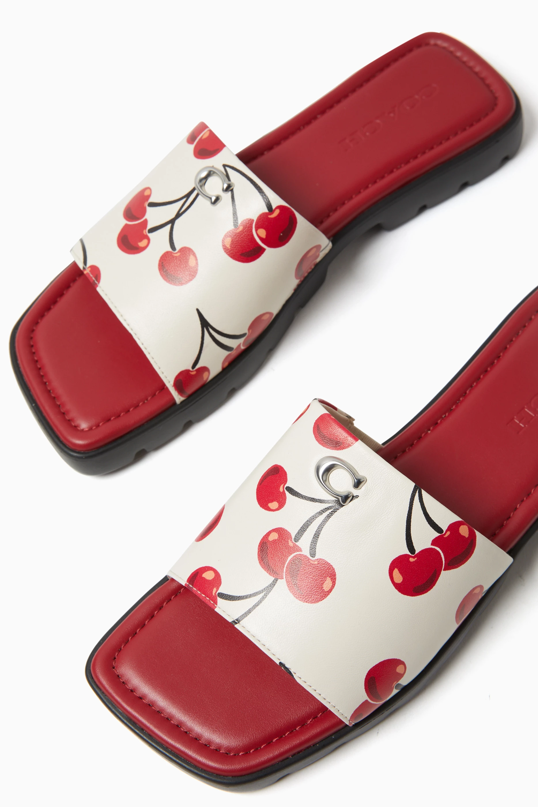 Cherry Coach Signature Slides Buy Coach White Florence Cherry