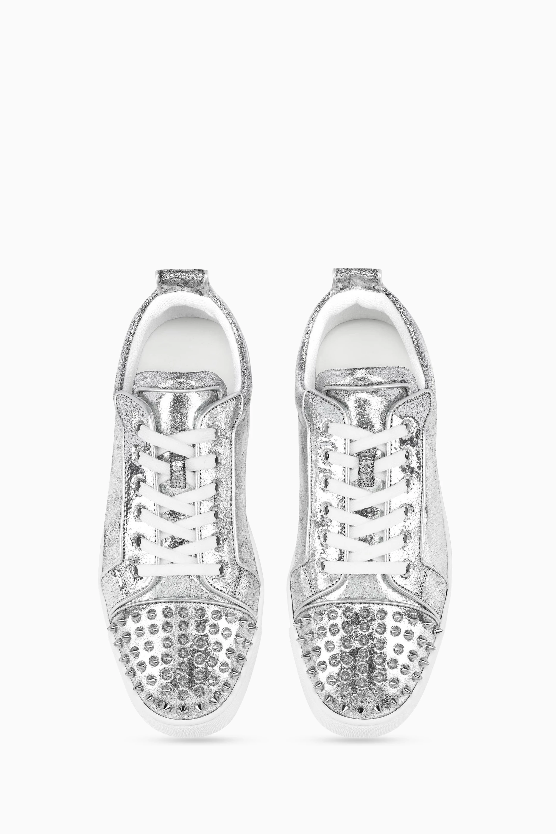 Buy Christian Louboutin Silver Louise Junior Spikes Sneakers in Metallic Leather For Women Online Ounass UAE