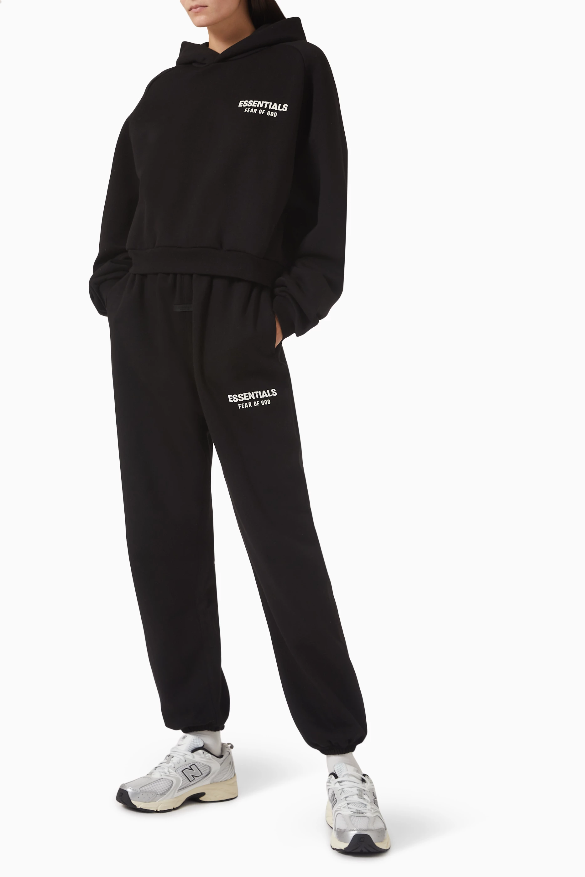 Buy Fear of God Essentials Black Logo Sweatpants in Fleece For Women Online Ounass UAE