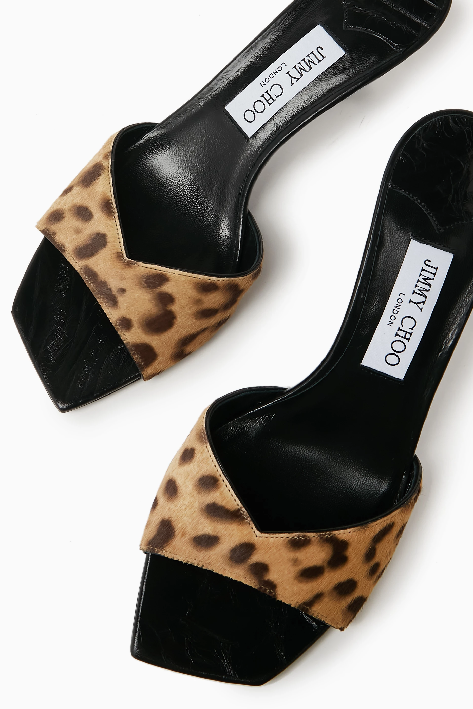 Buy Jimmy Choo Neutral Skye 70 Leopard print Mule Sandals in Calf Hair For Women Online Ounass UAE