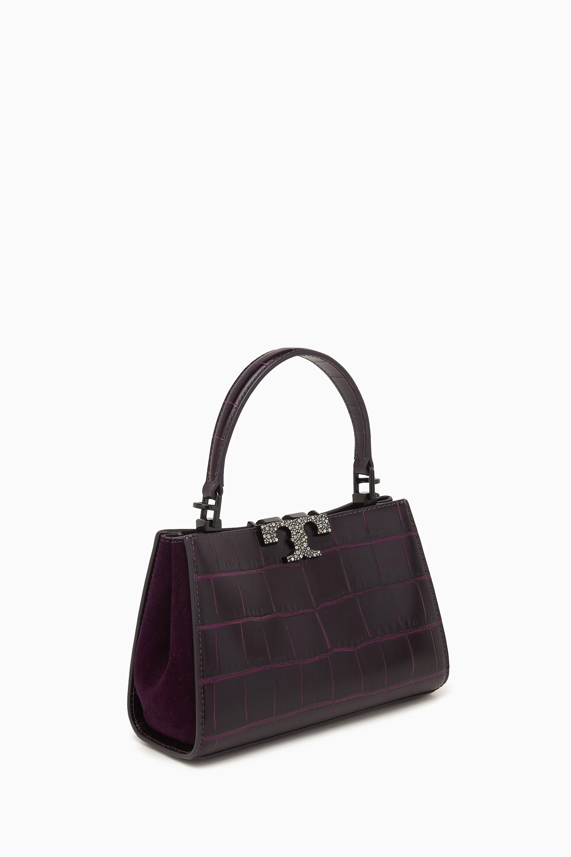 【Tory Burch】Mini Eleanor Satchel (Pansy Purple) Buy Tory Burch Purple Mini Eleanor Satchel Bag in Croc