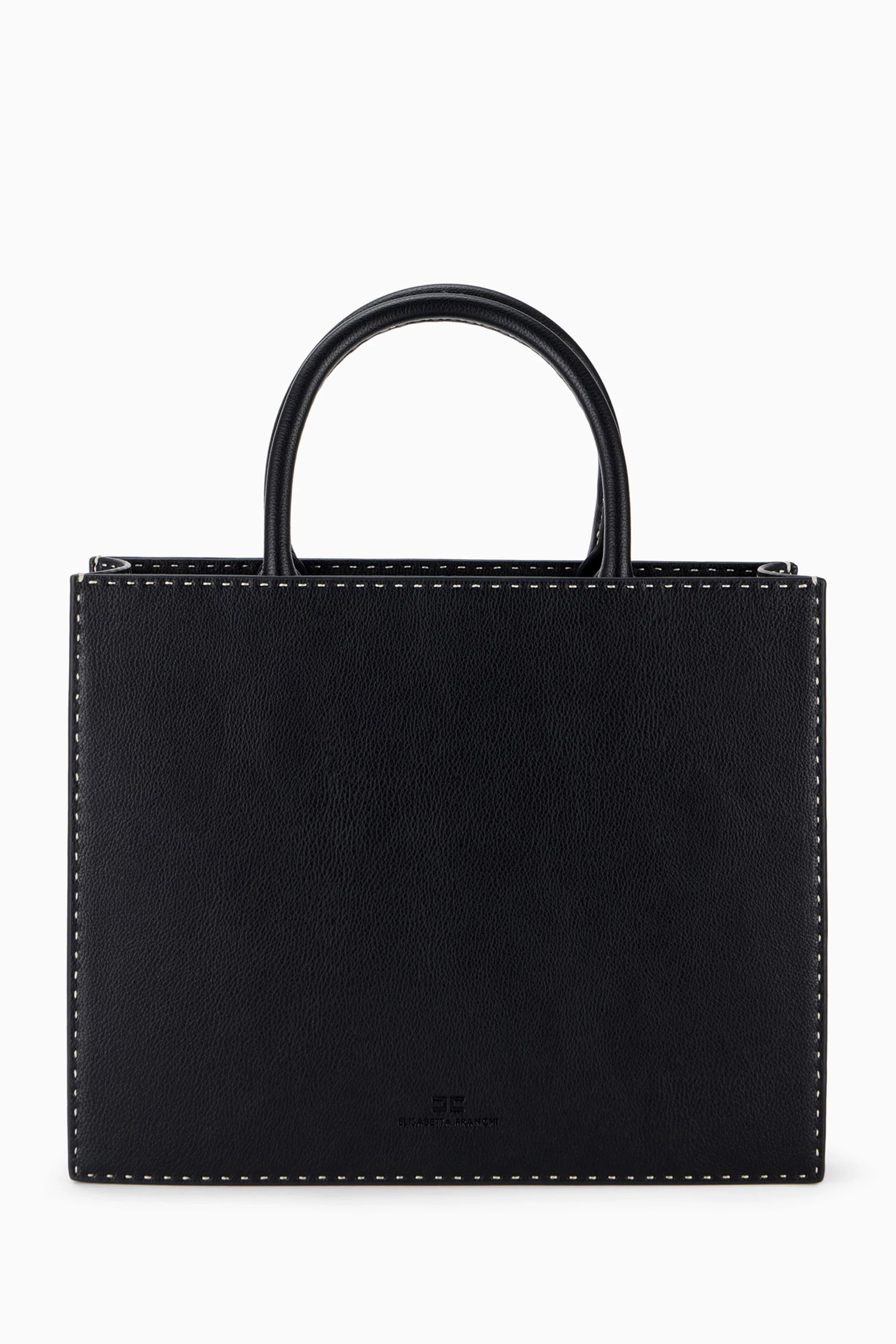 Buy Elisabetta Franchi Black Medium Tote Bag in Faux Leather