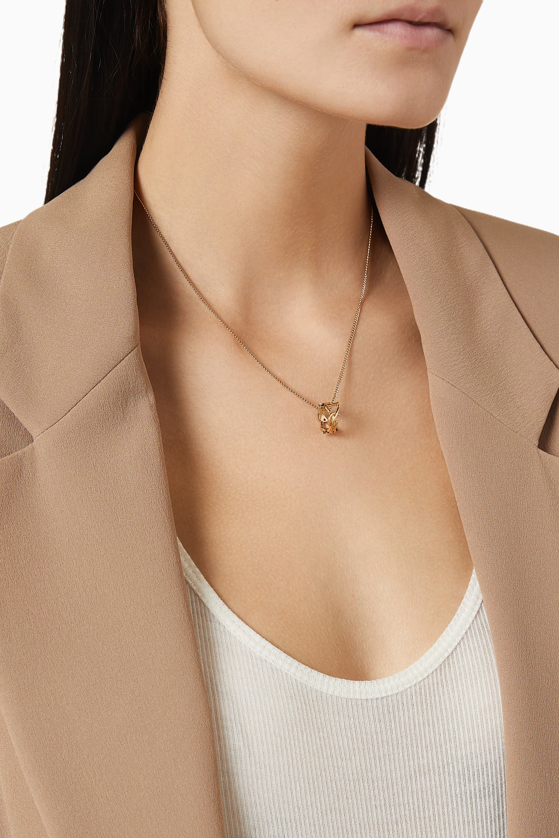 アクセサリーその他 SAINT LAURENT 'Cassandre' necklace Gold Saint Laurent Cassandre Tassel Necklace | Gold | FARFETCH UK