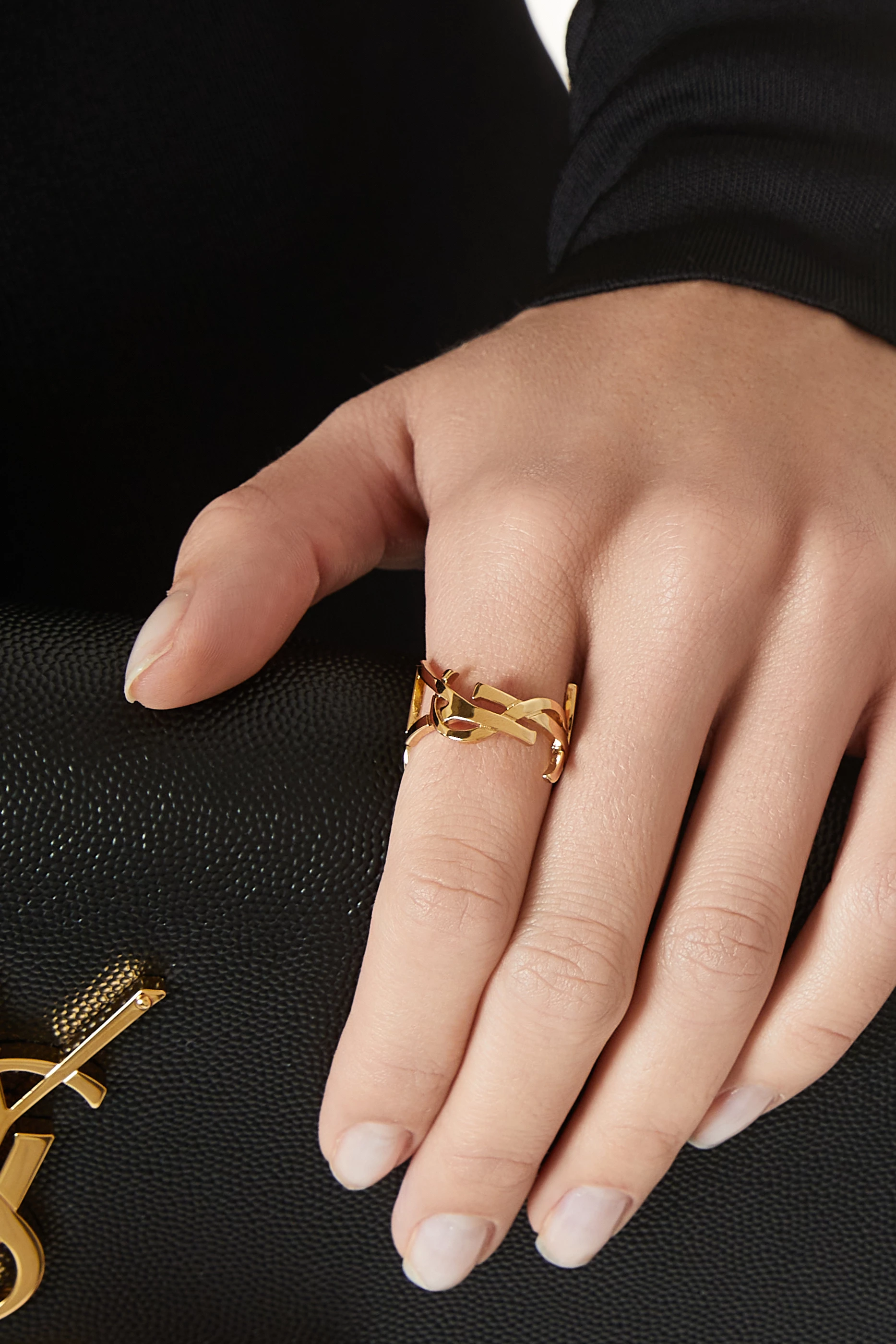 Buy SAINT LAURENT Gold Cassandre Scarf Ring in Gold-tone