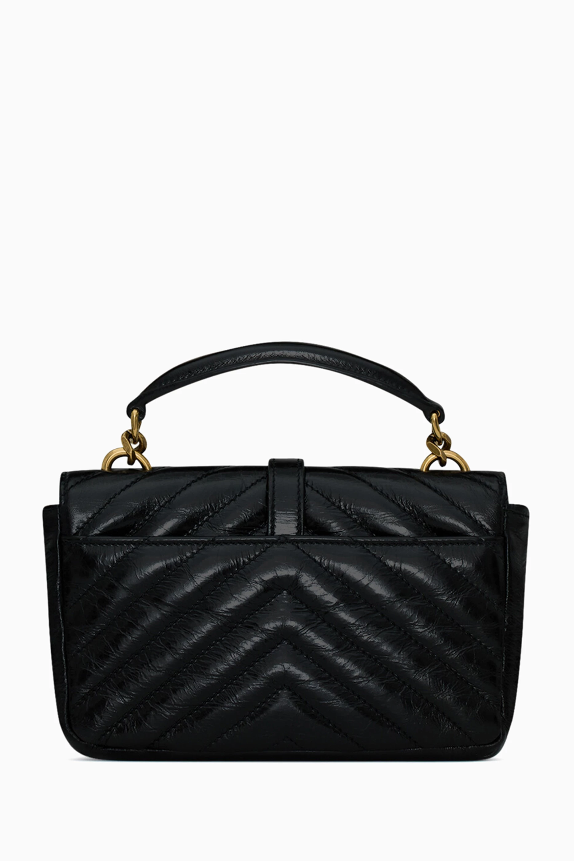 Buy SAINT LAURENT Black Mini College Chain Quilted Shoulder Bag in Leather For Women Online Ounass UAE