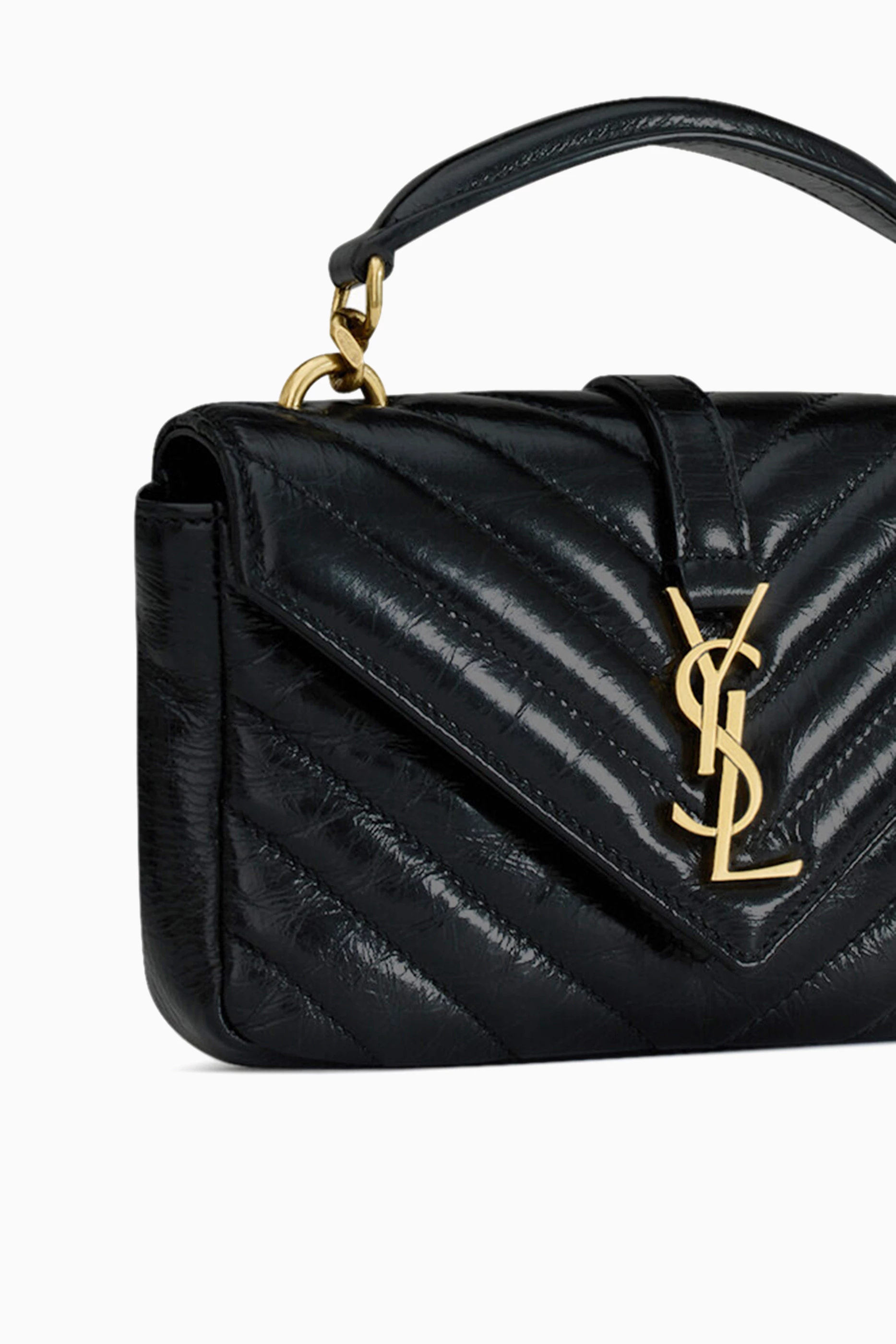 Buy SAINT LAURENT Black Mini College Chain Quilted Shoulder Bag in Leather For Women Online Ounass UAE