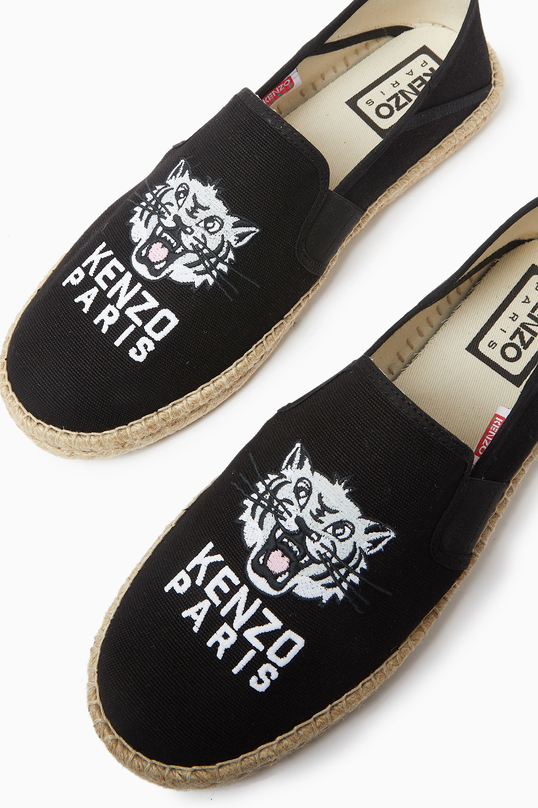 Buy KENZO Black Lucky Tiger Embroidered Espadrilles in