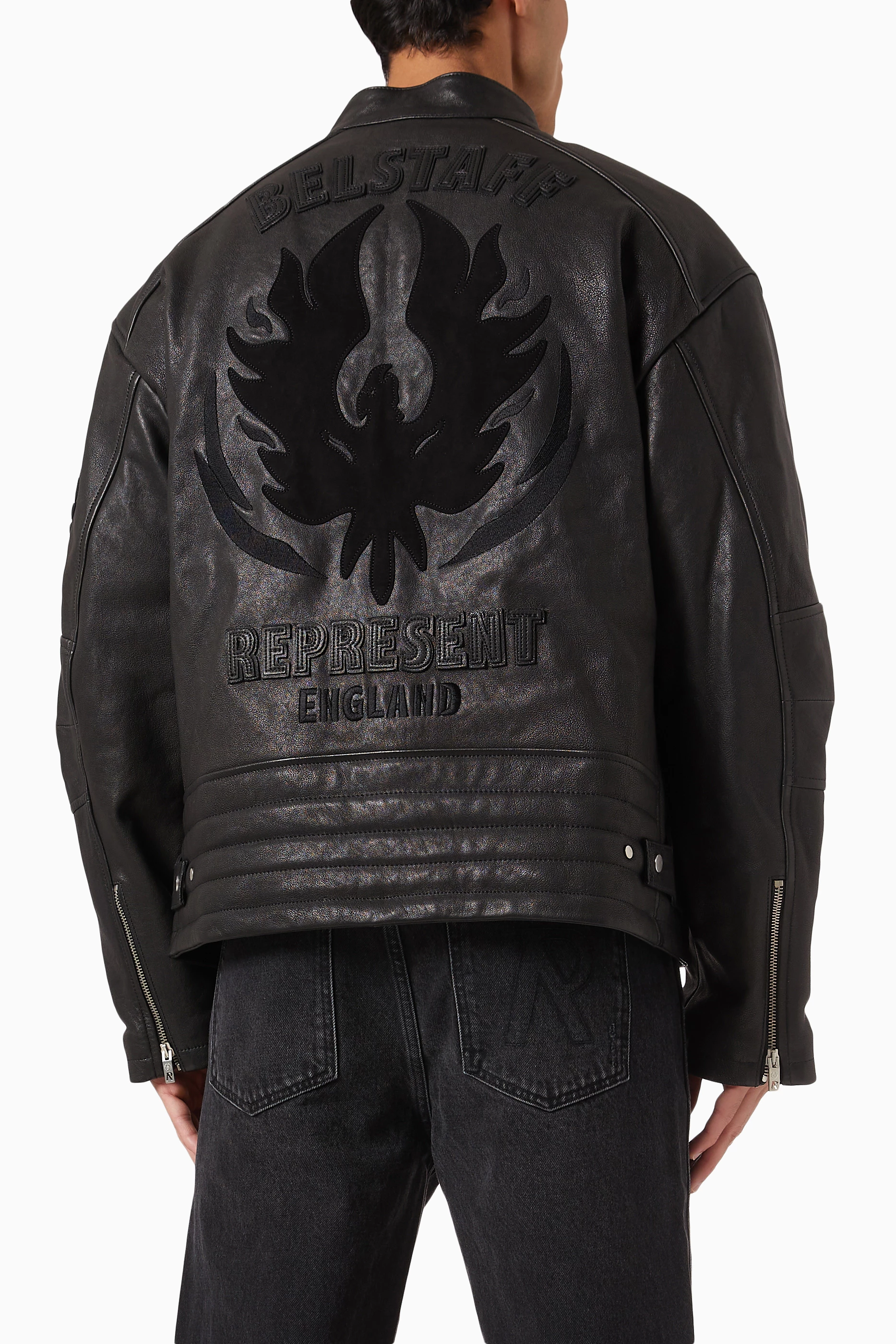 Buy Represent Black x Belstaff Race Jacket in Leather For