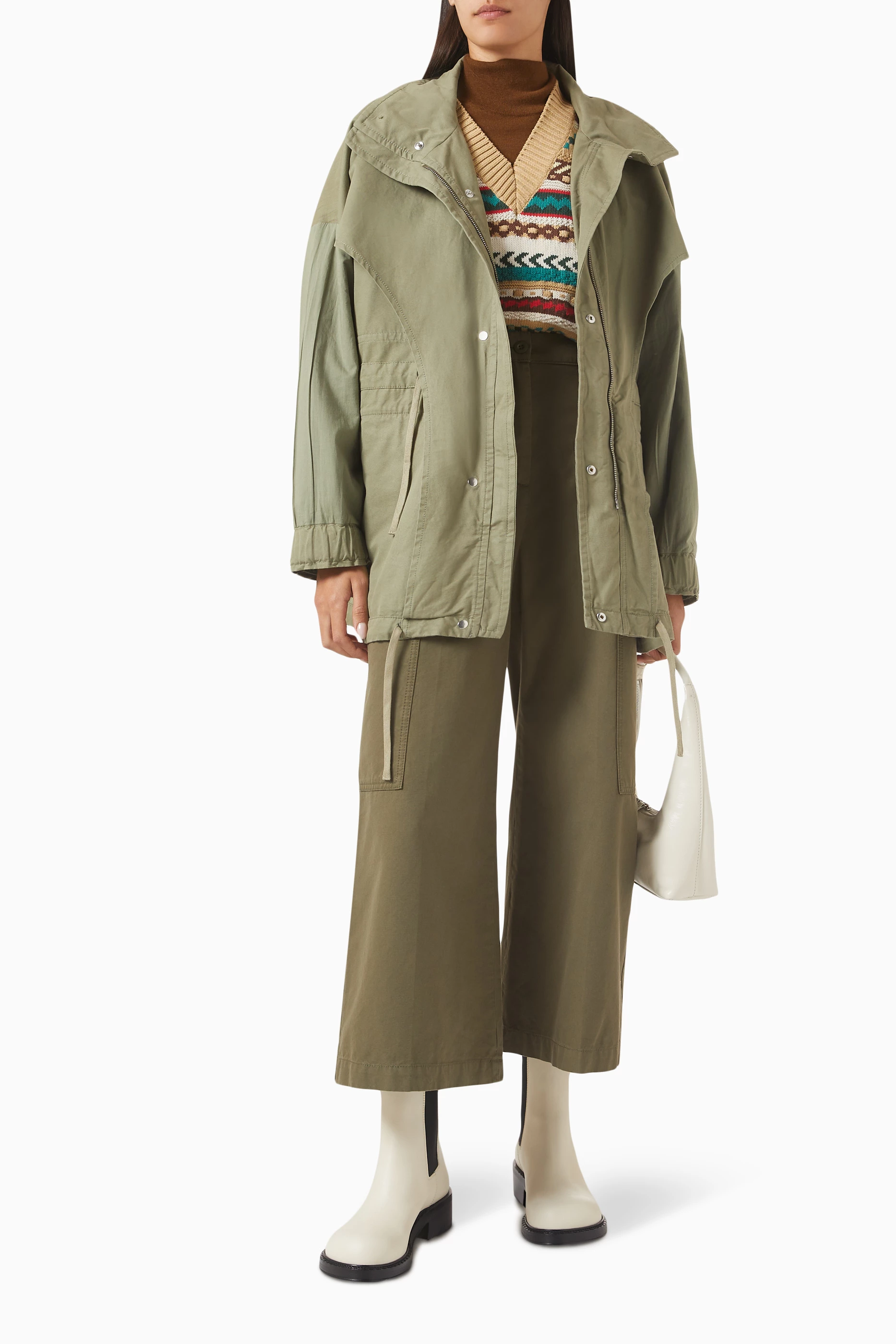 WEEKEND MAX MARA コットン キャンバス ジャケット BASTIA Cotton canvas jacket, sage green | 